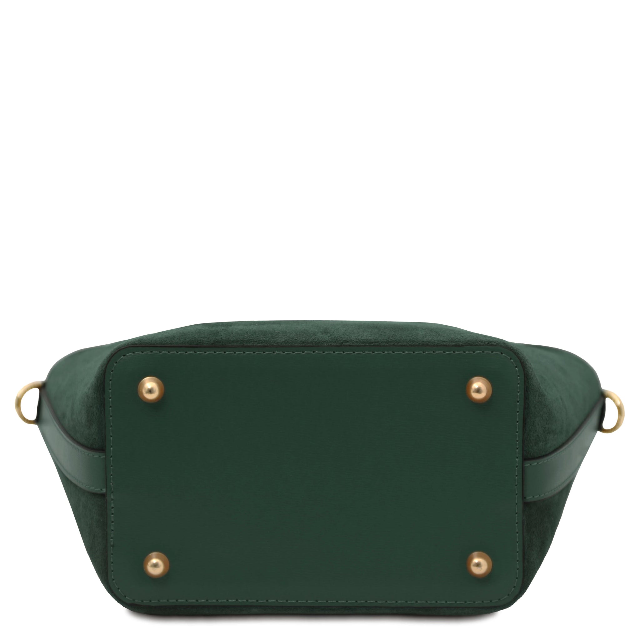 Bottom view Glacette Suede Leather Bucket bag in Forest Green