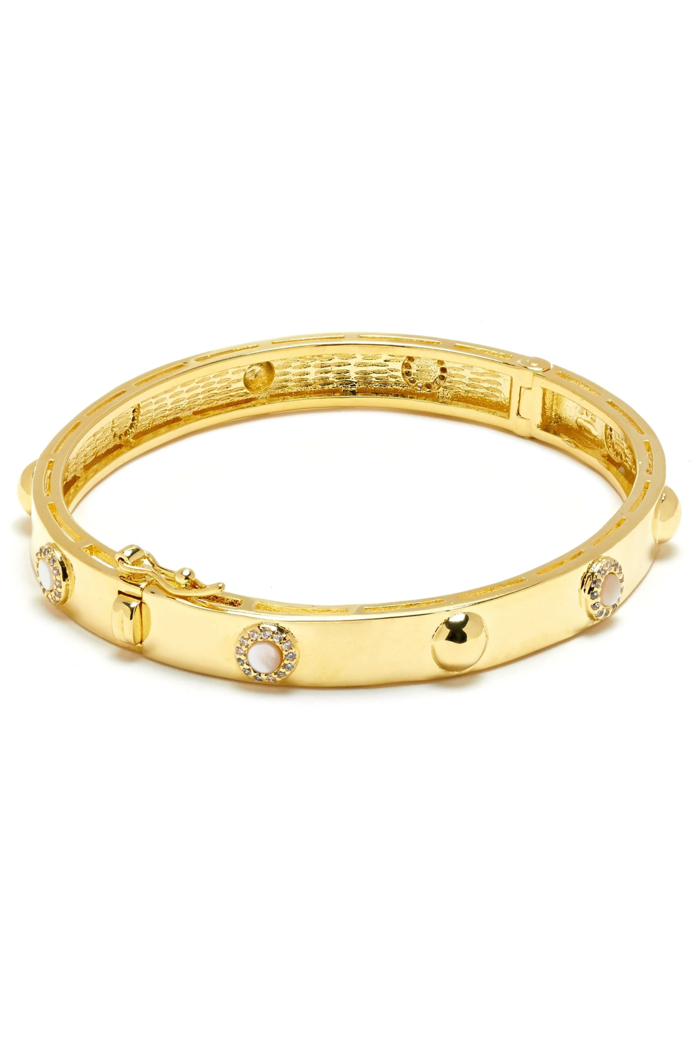 Gold Dazzle Mother of Pearl Bangle on a white background - L'Atelier Global