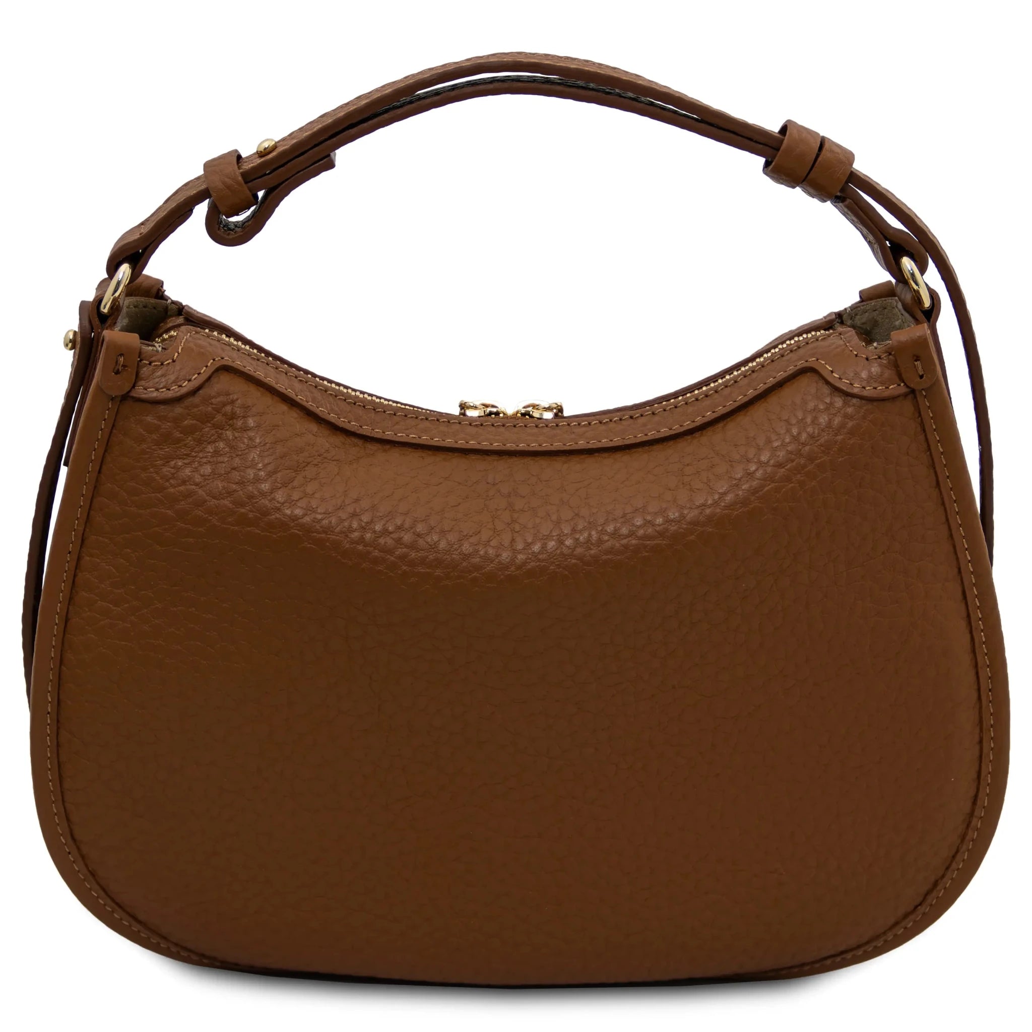 Back view Hoblò Soft Italian Leather Handbag in Cognac