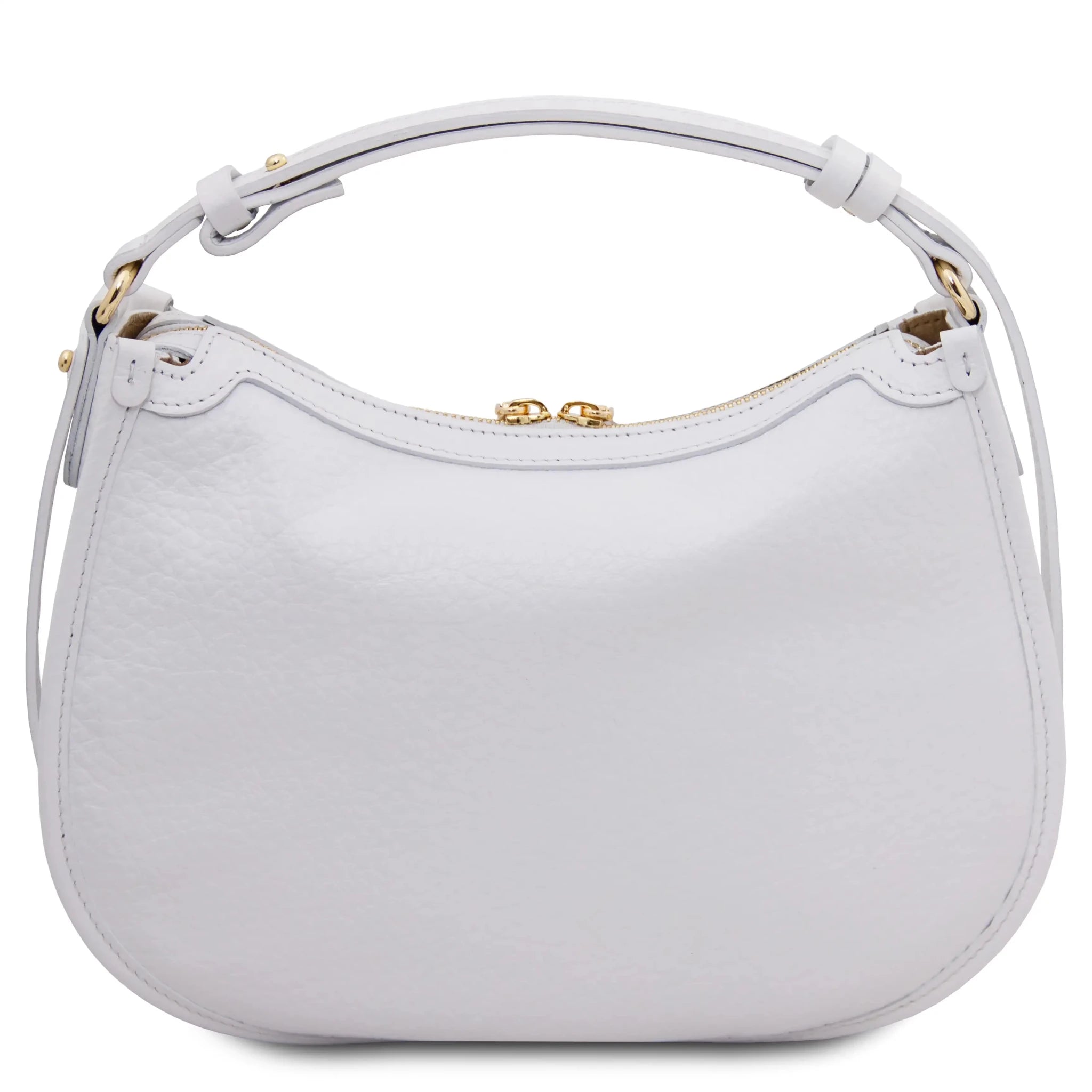 Back view Hoblò Soft Italian Leather Handbag in White