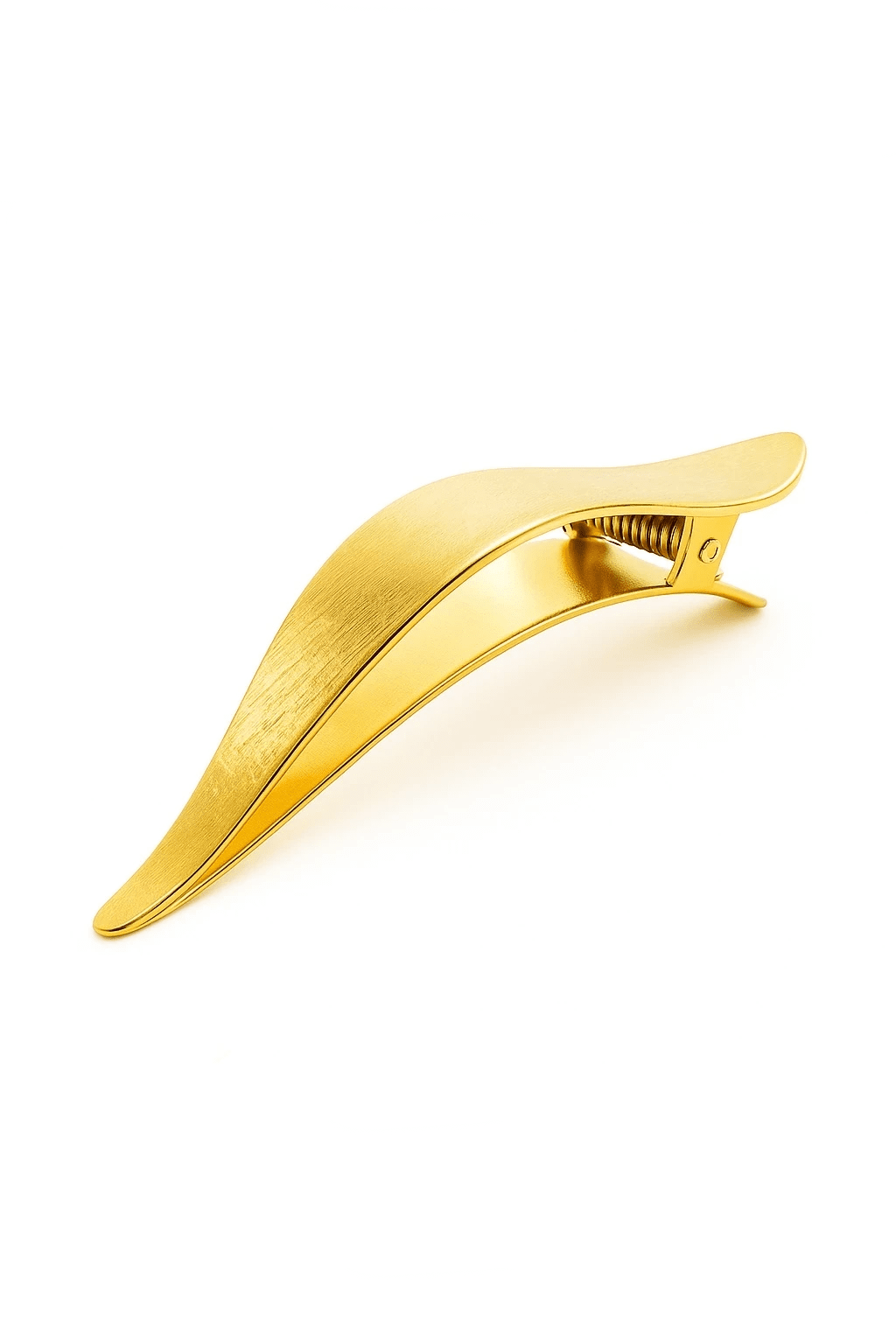 Ice Hand-Polished Textured Hair Clip in gold on white background