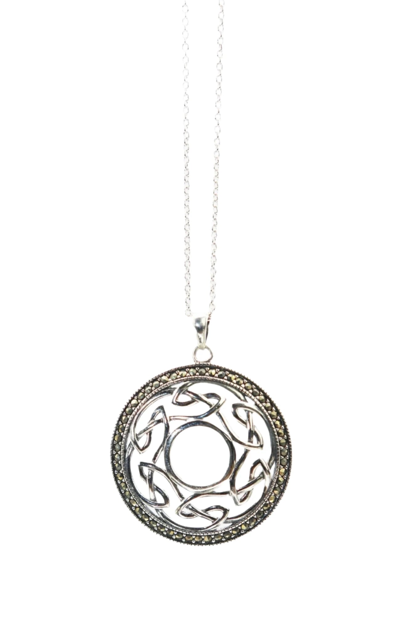 Irish Celtic Knot Marcasite Necklace on a white background - L'Atelier Global