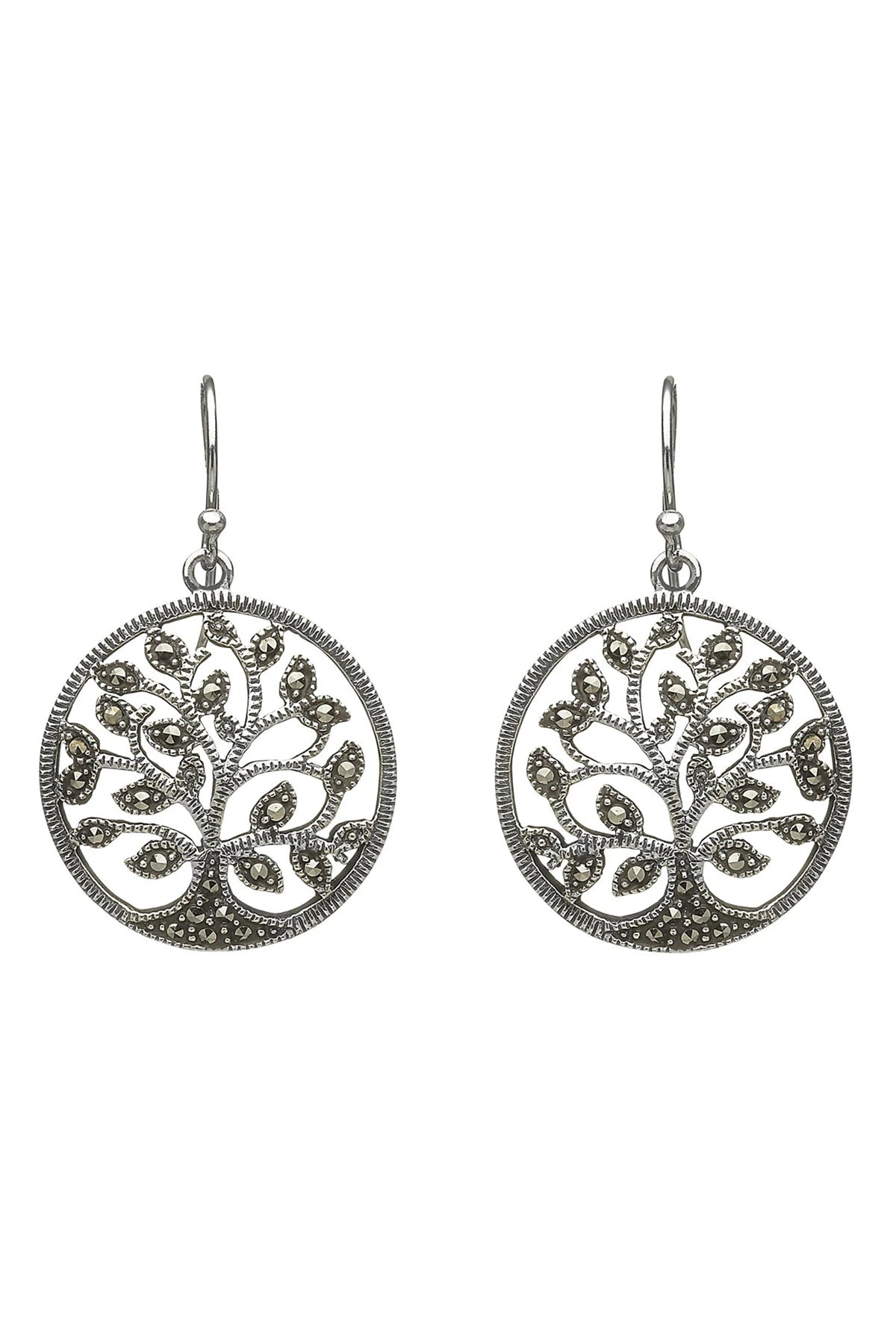 Irish Celtic Tree of Life Sterling Silver Earrings on a white background - L'Atelier Global