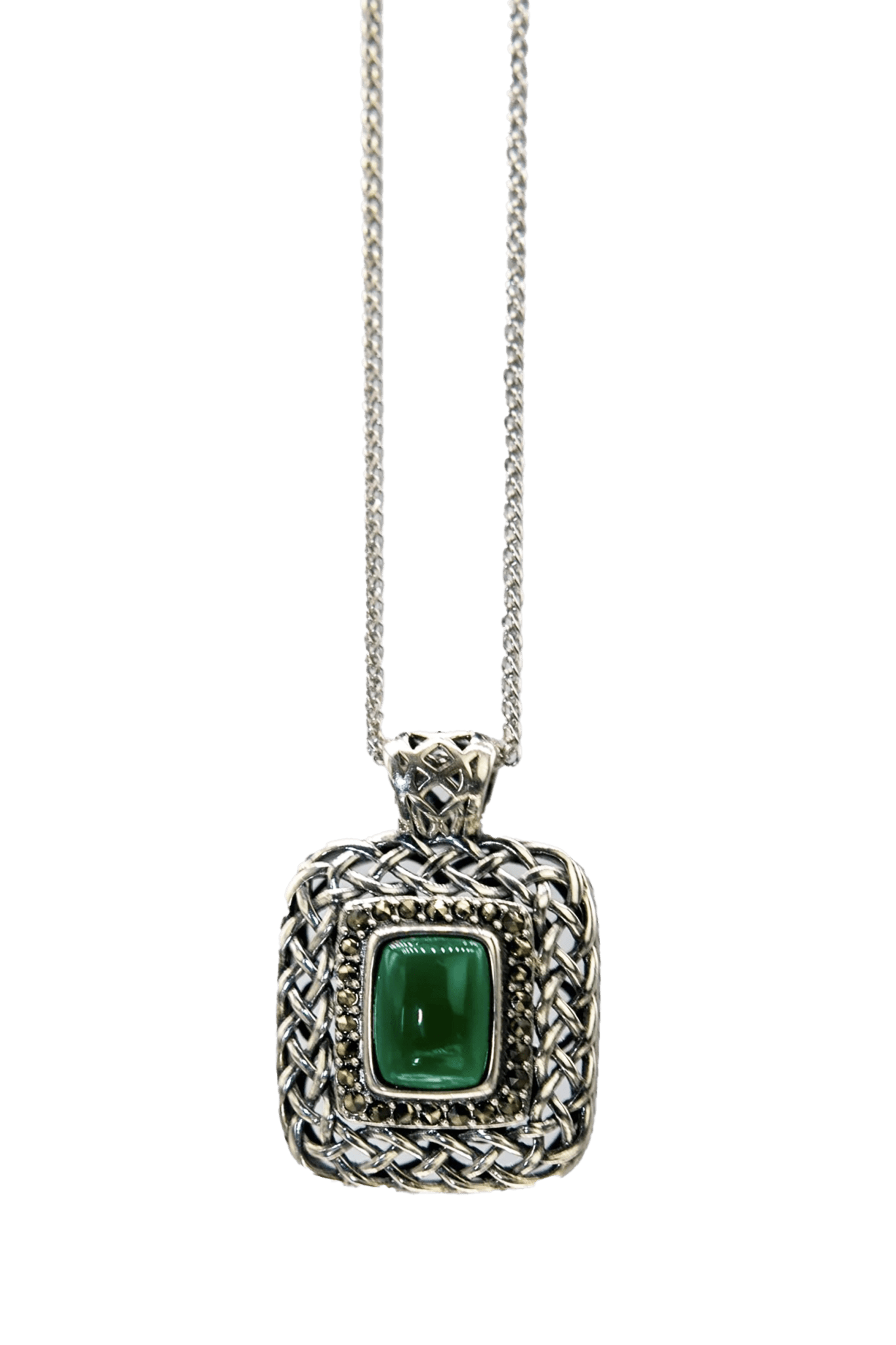 Irish Celtic Woven Agate Necklace hanging on a white background - L'Atelier Global
