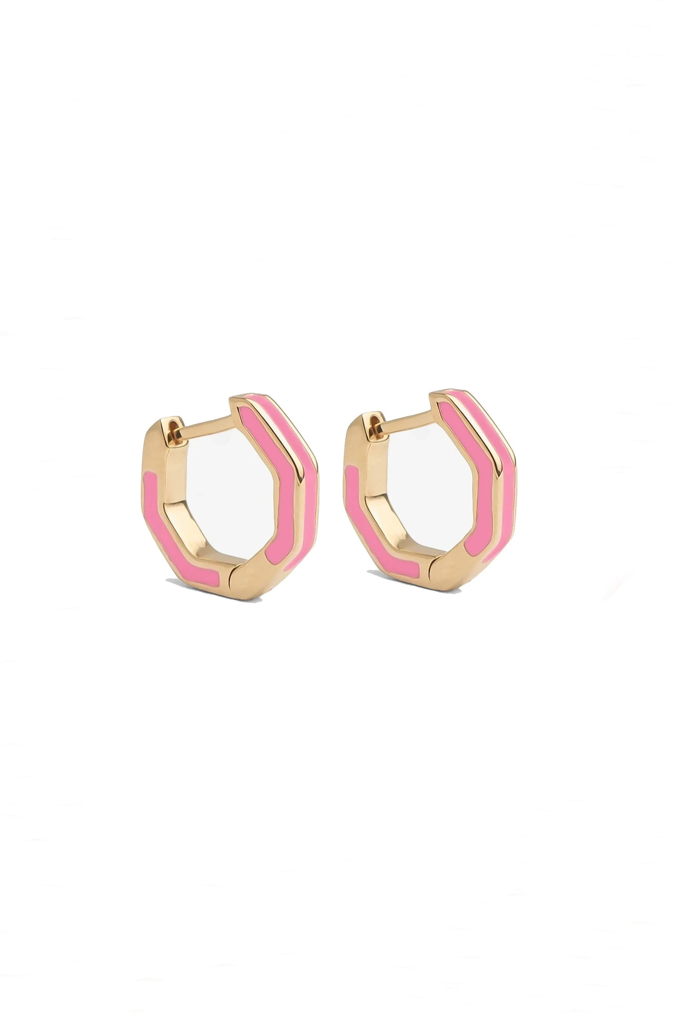 Isoa Mini Hoop Earrings in Pink on a white background - L'Atelier Global