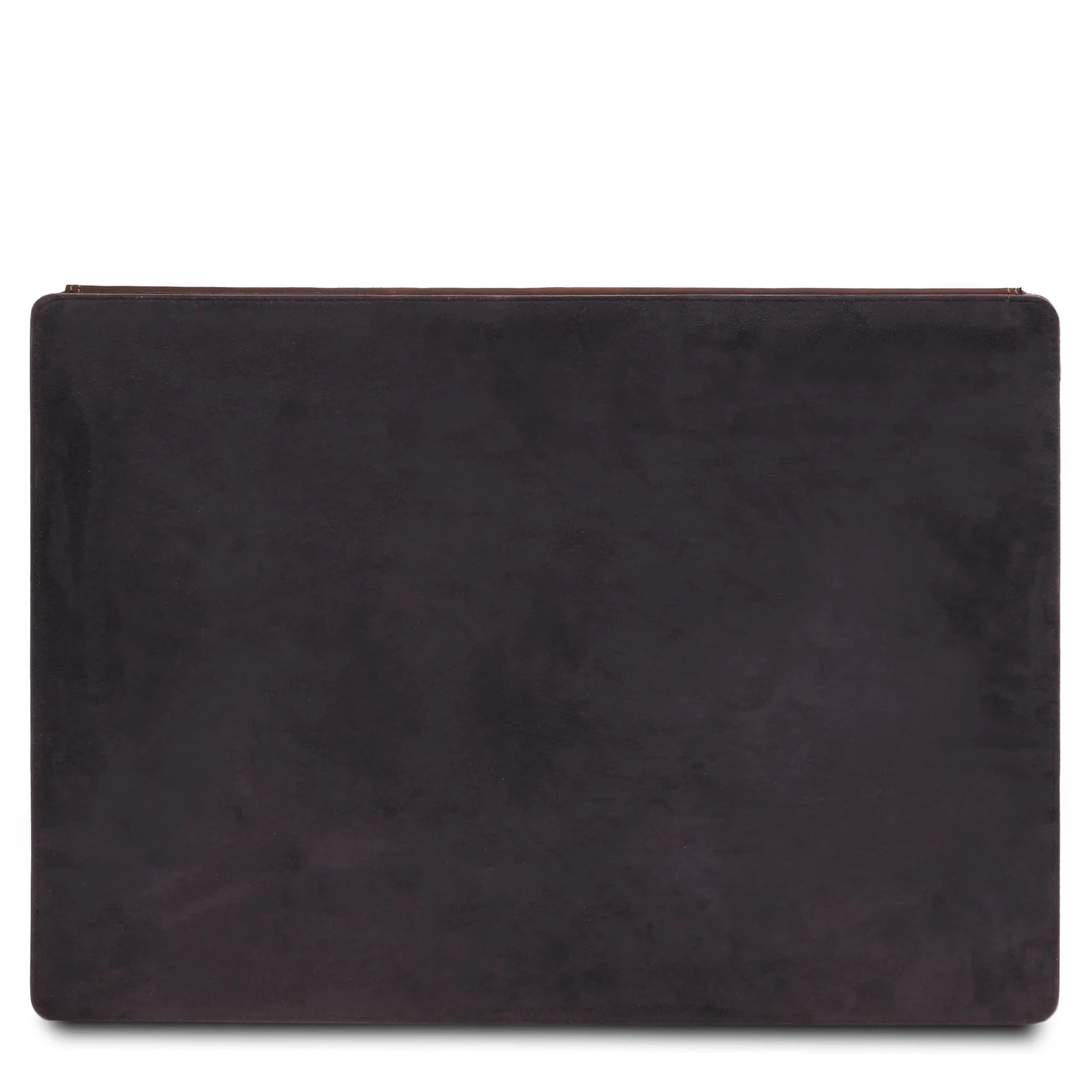 Suede back view Italian Leather Desk Pad With Inner Compartment in Dark Brown
