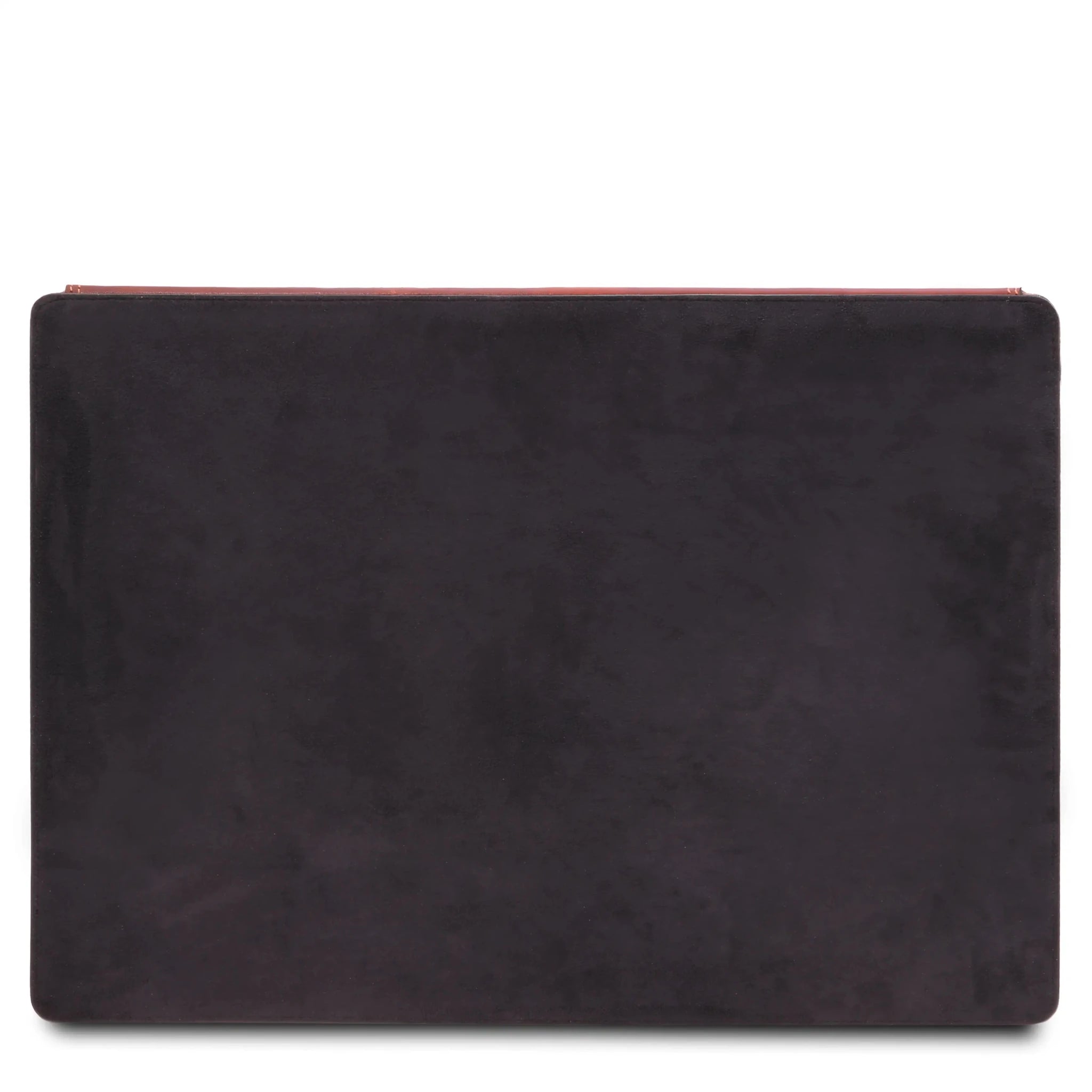 Suede back view Italian Leather Desk Pad With Inner Compartment in Brown