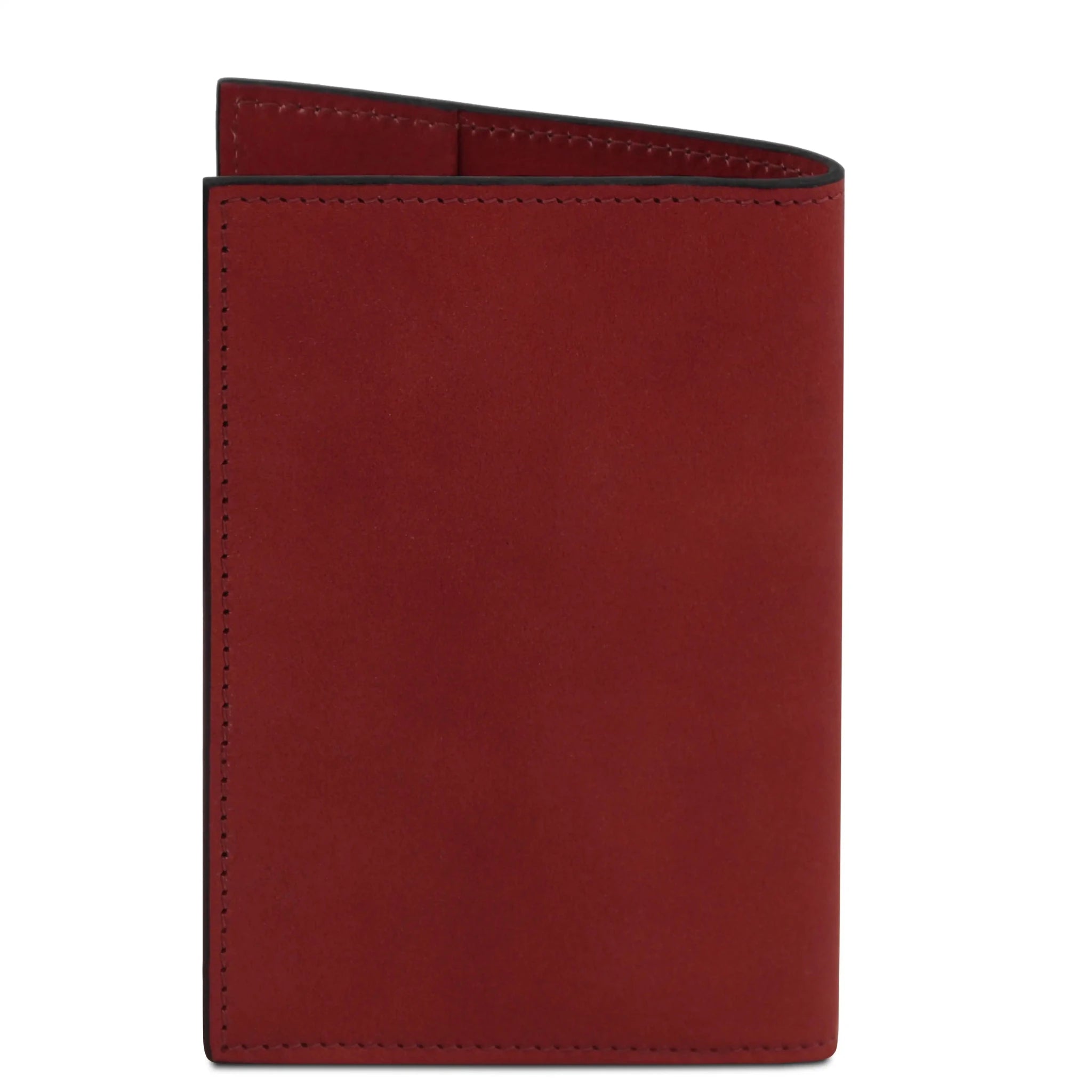 Back view Italian Leather Passport Cover in red