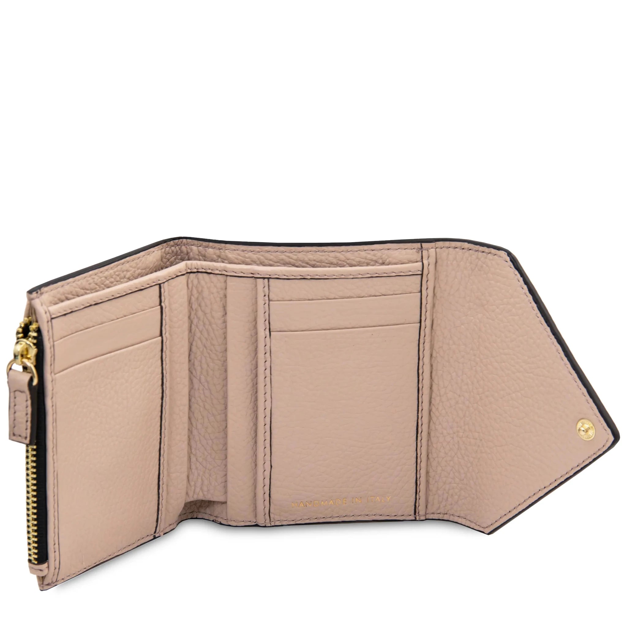 Interior view nude Italian Pebbled Leather Envelope Wallet