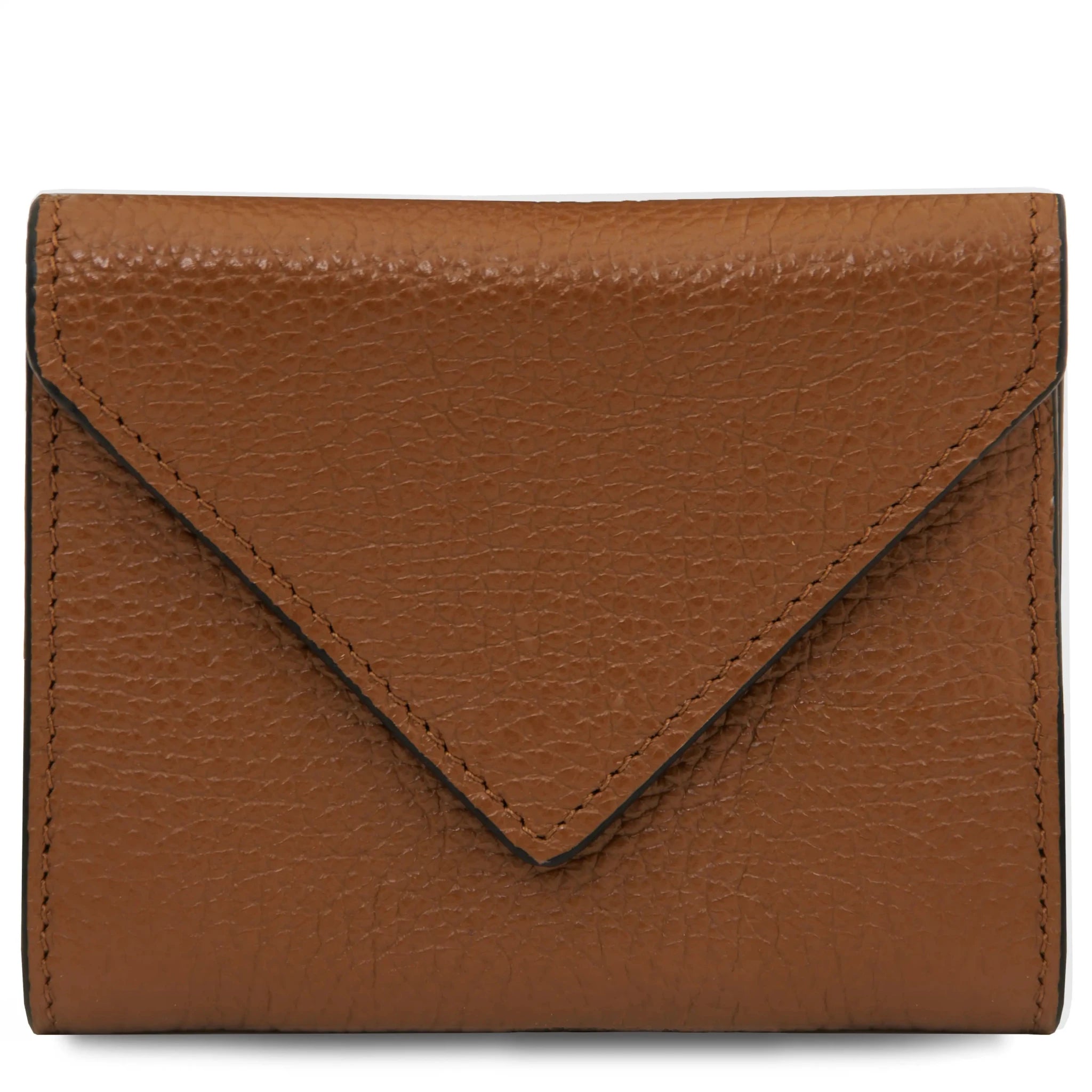 Front view cognac Italian Pebbled Leather Envelope Wallet