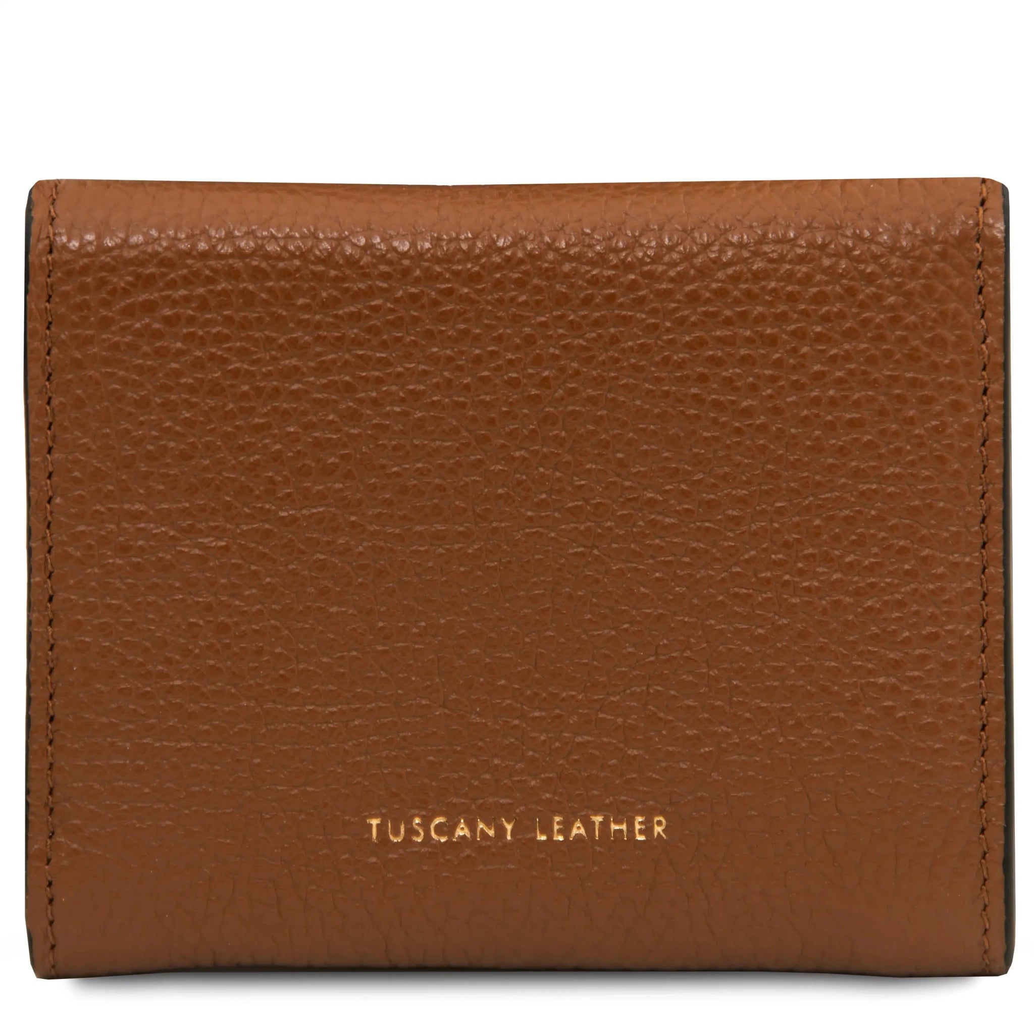 Back view cognac Italian Pebbled Leather Envelope Wallet