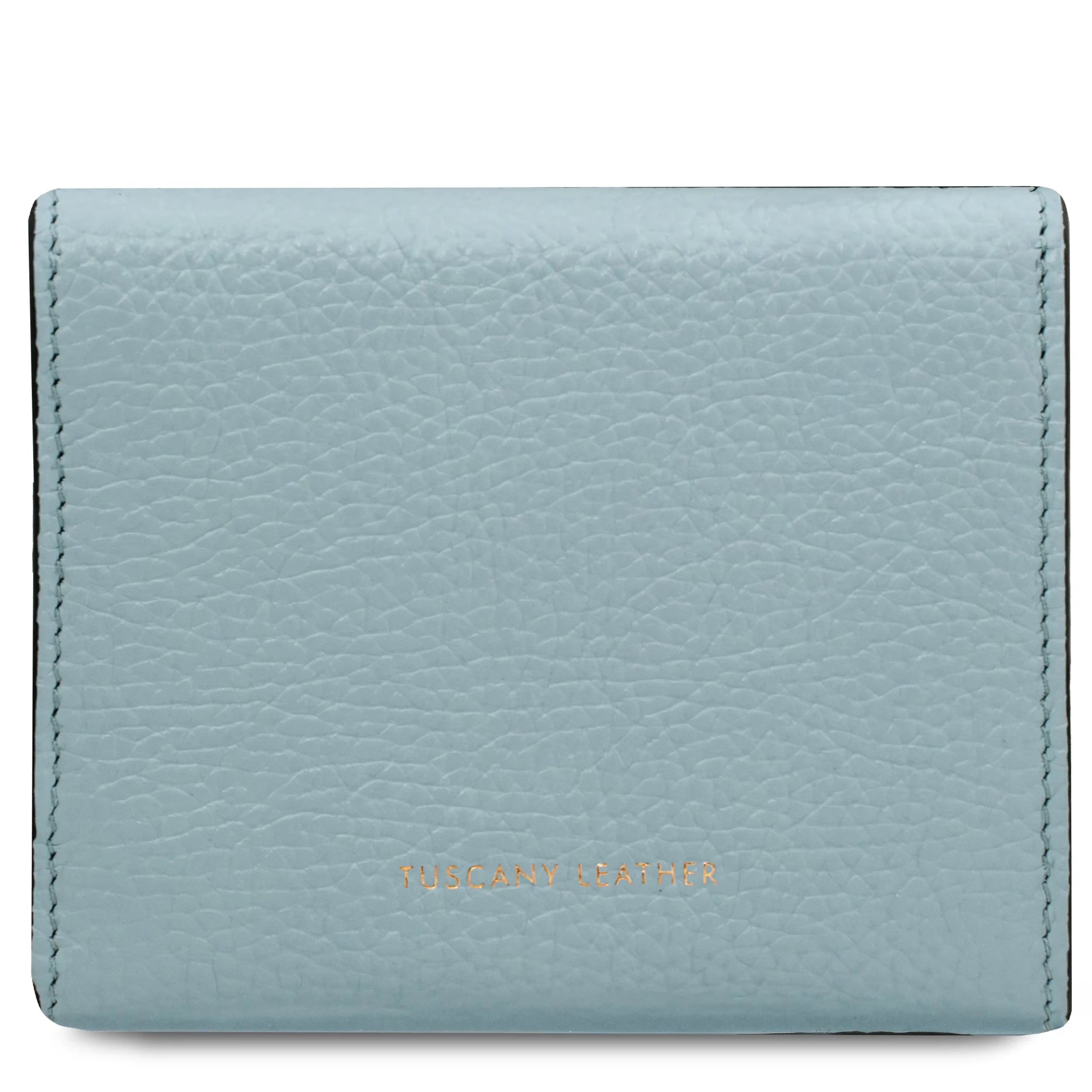 Back view light blue Italian Pebbled Leather Envelope Wallet.