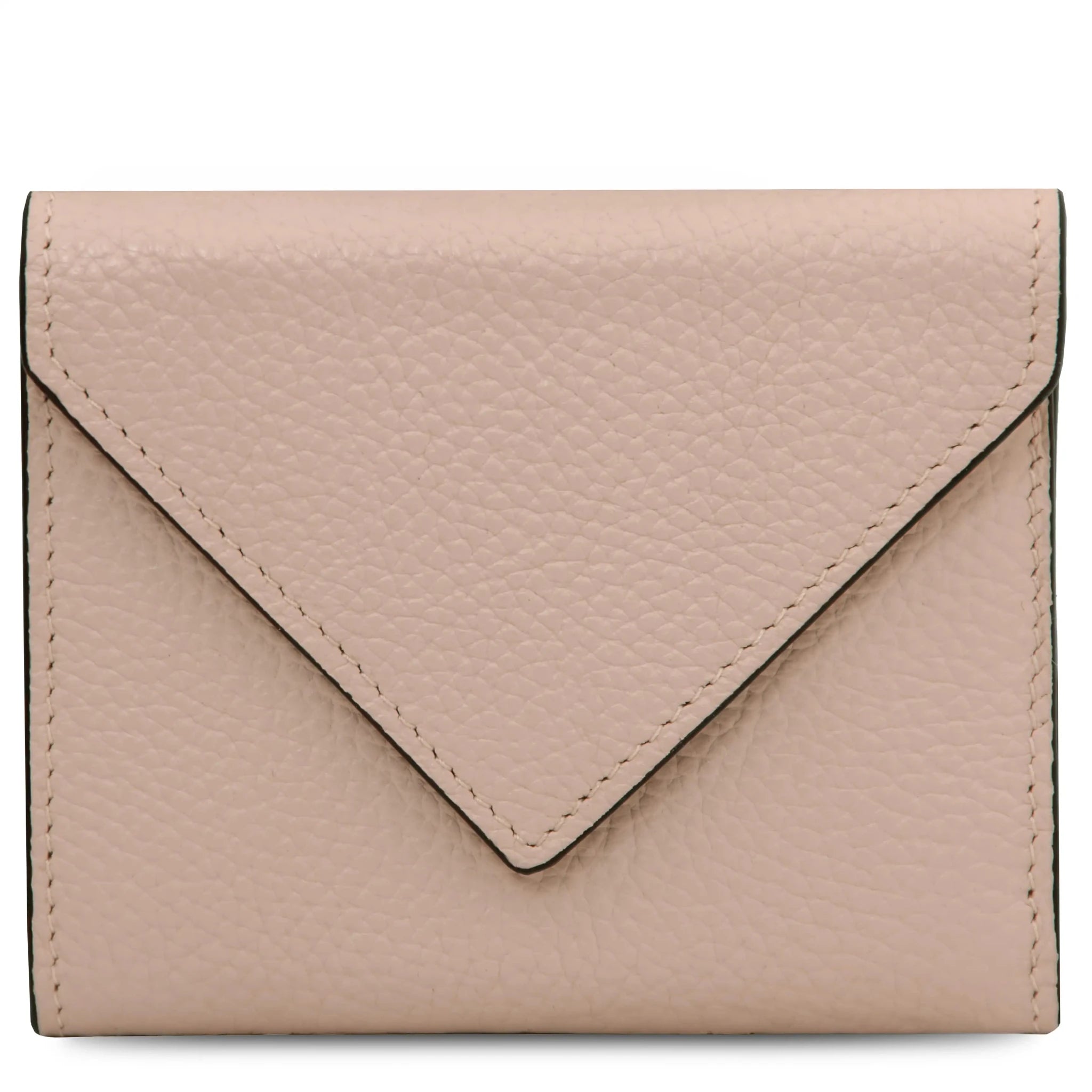 Front view nude Italian Pebbled Leather Envelope Wallet.