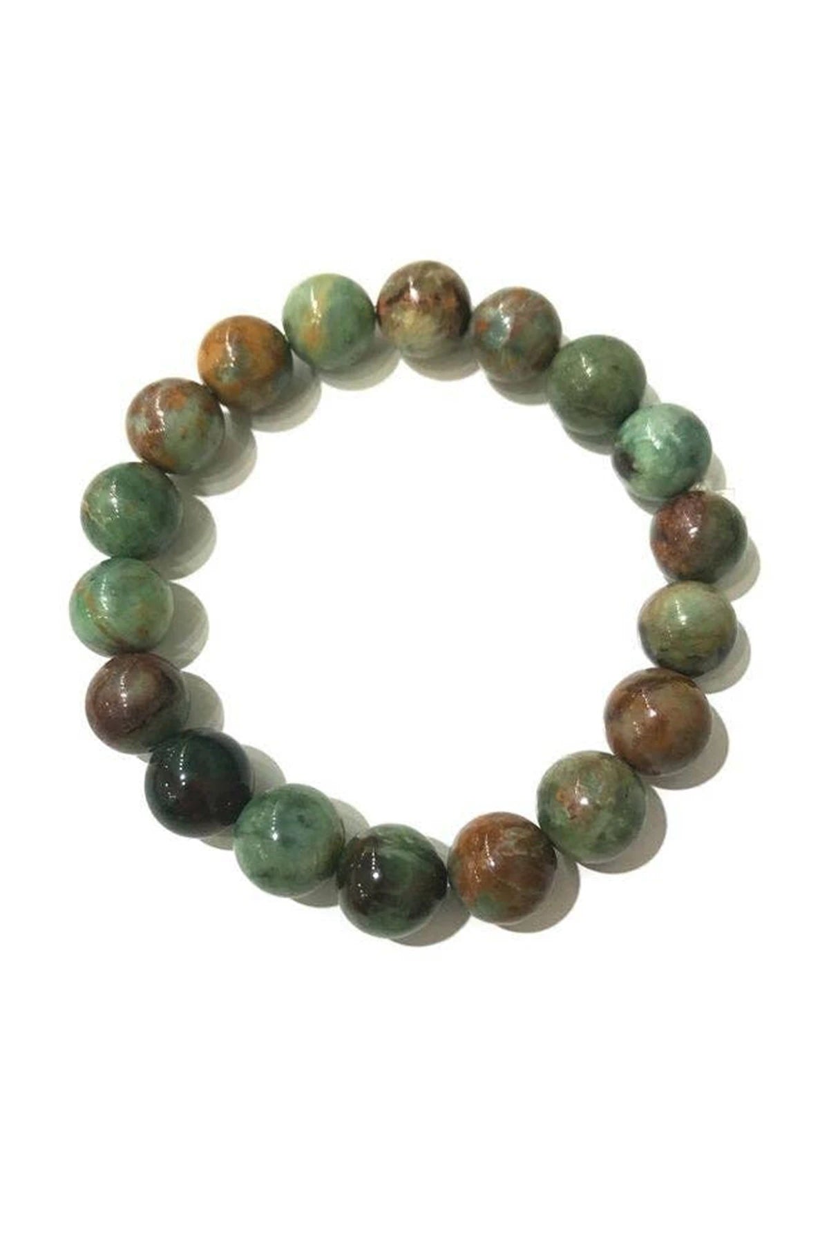 Jasper Natural Gemstone Stretch Bracelet ona white background showing the earthy marbled hues - L'Atelier Global