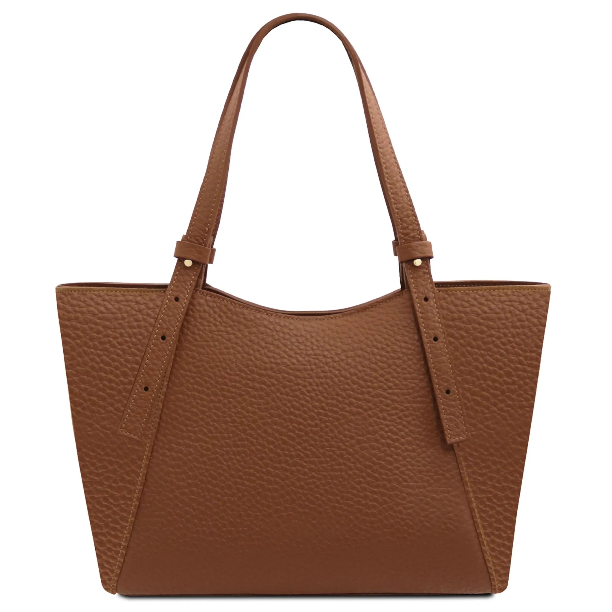 Black view Libra Italian Pebbled Leather Shoulder Bag in cognac