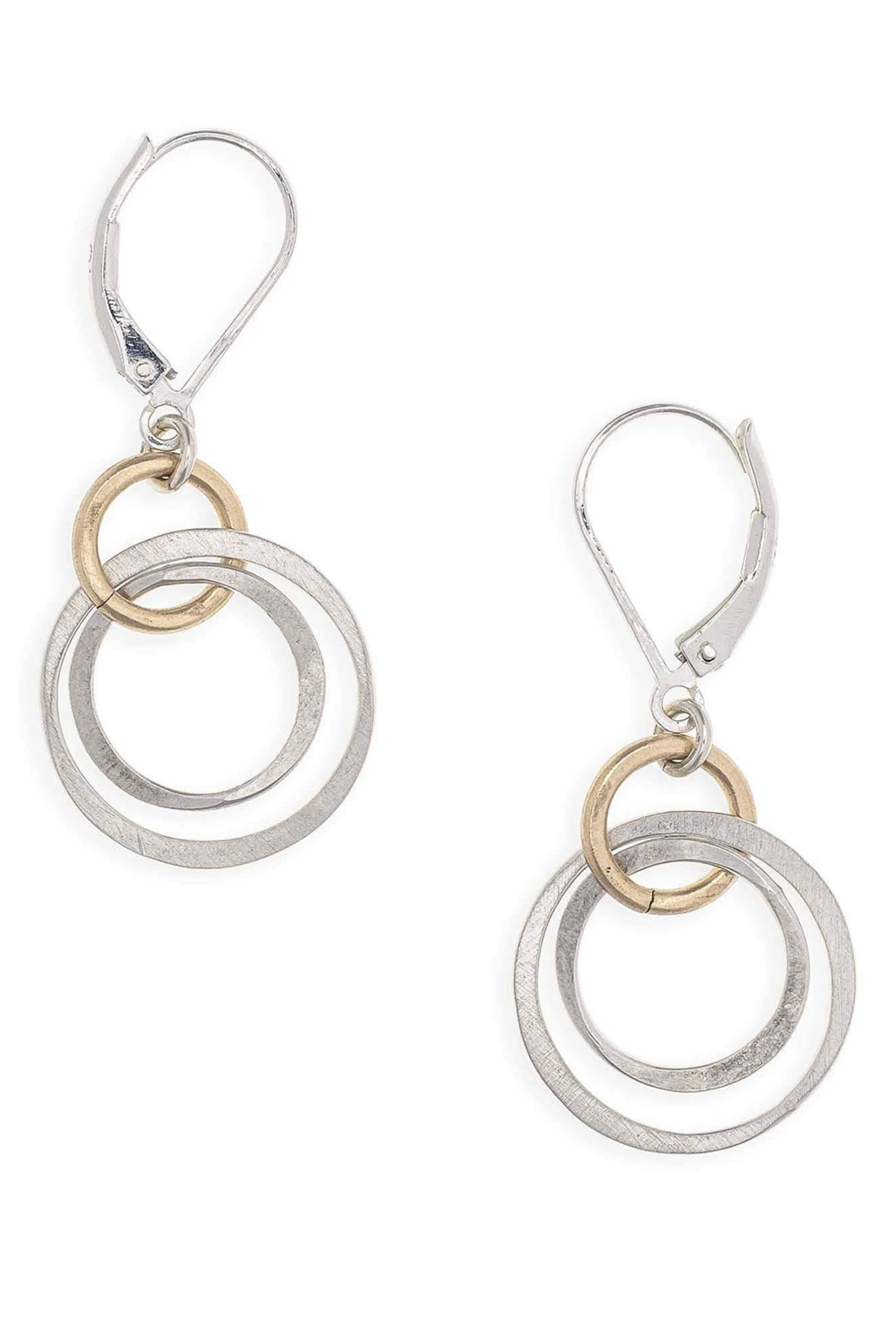 Linked Circle Drop Gold and Silver Earrings on a white background - L'Atelier Global
