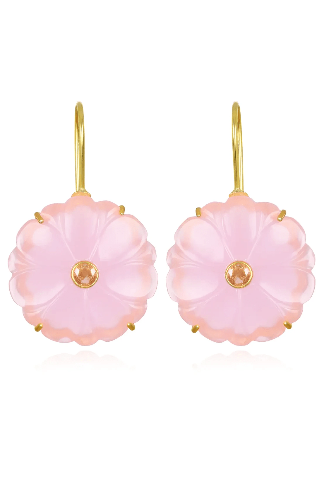 Magnolia Blush Pink Quartz Earrings on a white background