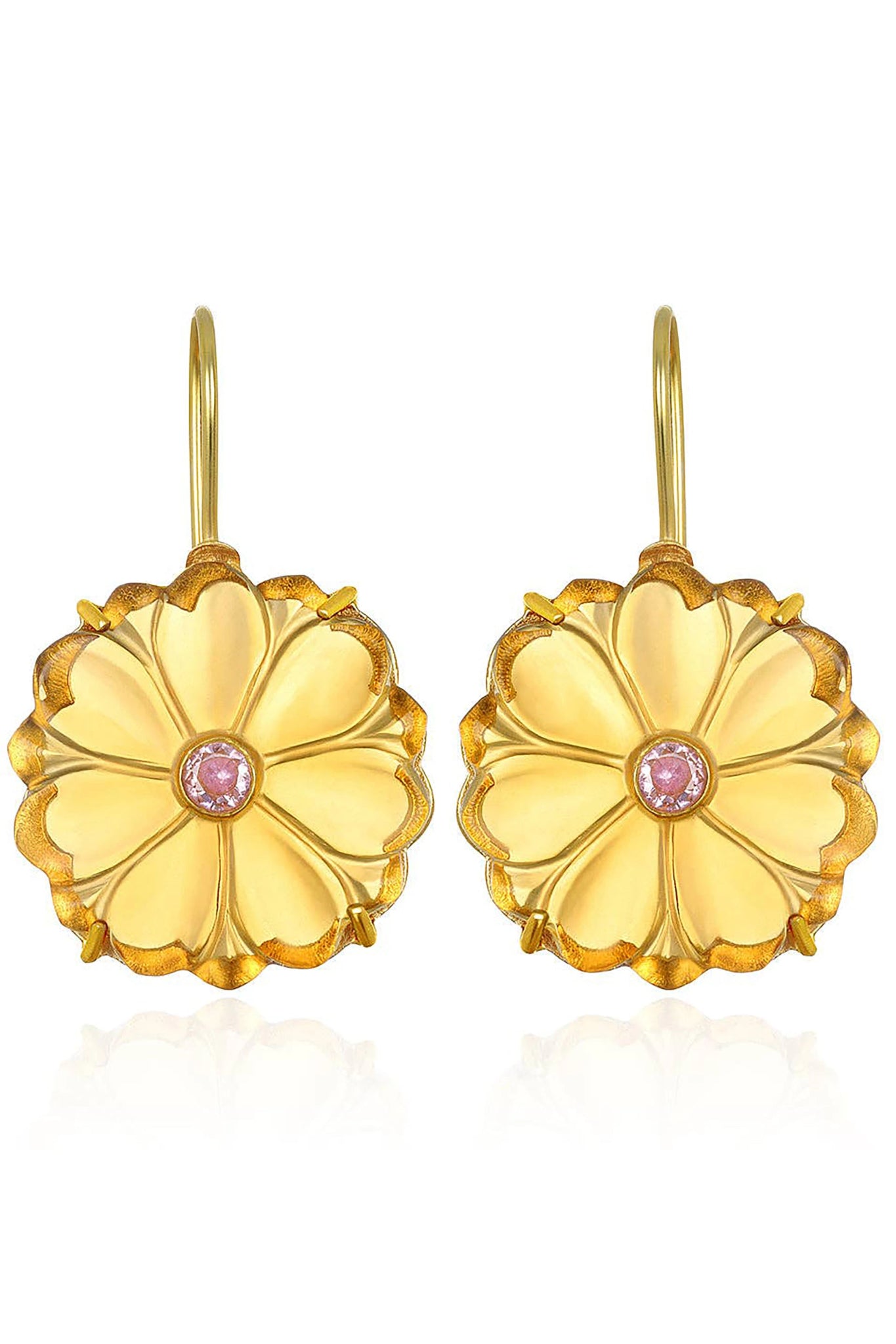 Magnolia Canary Quartz Earrings on a white background - L'Atelier Global