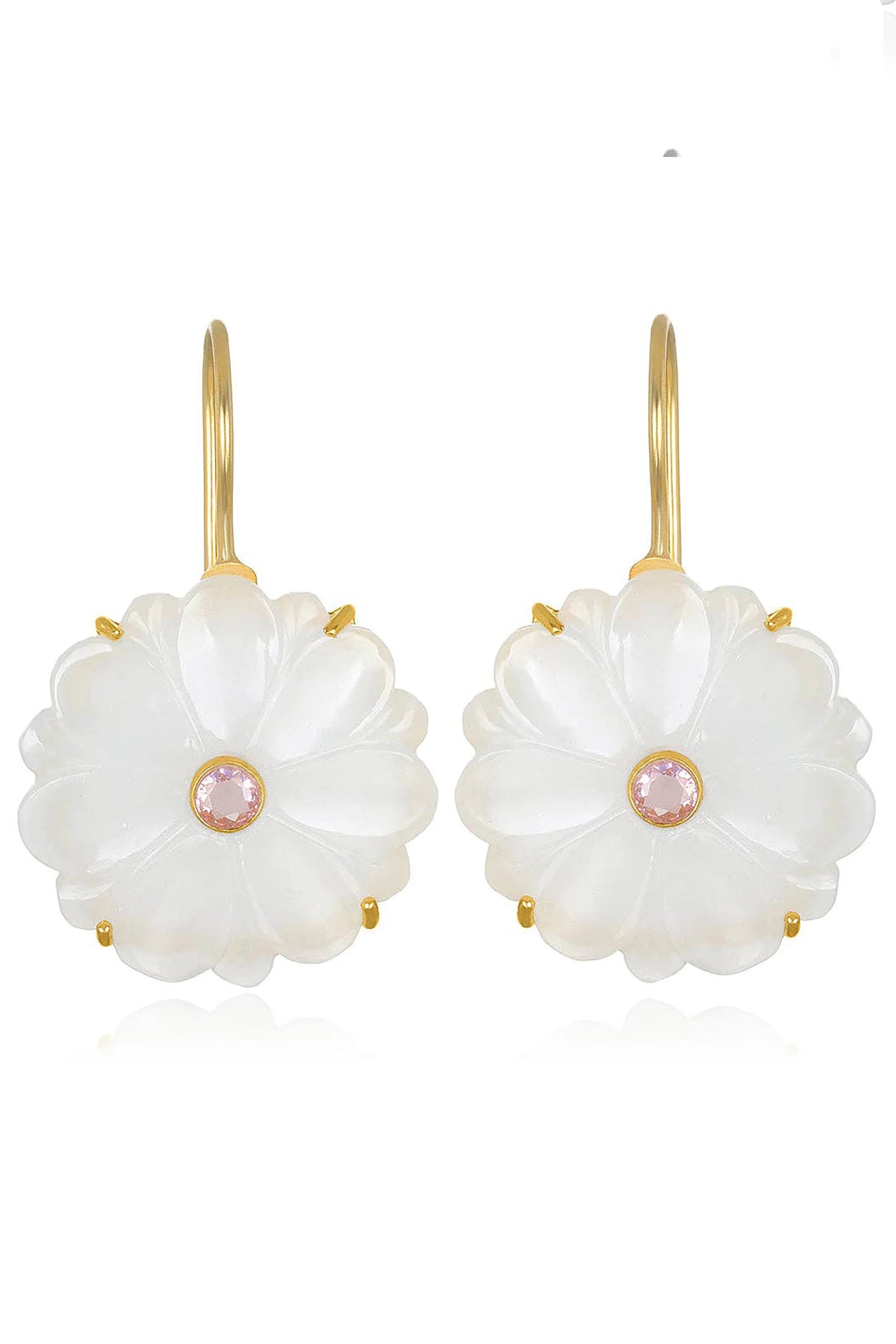 Magnolia White Agate Earrings on a white background - L'Atelier Global