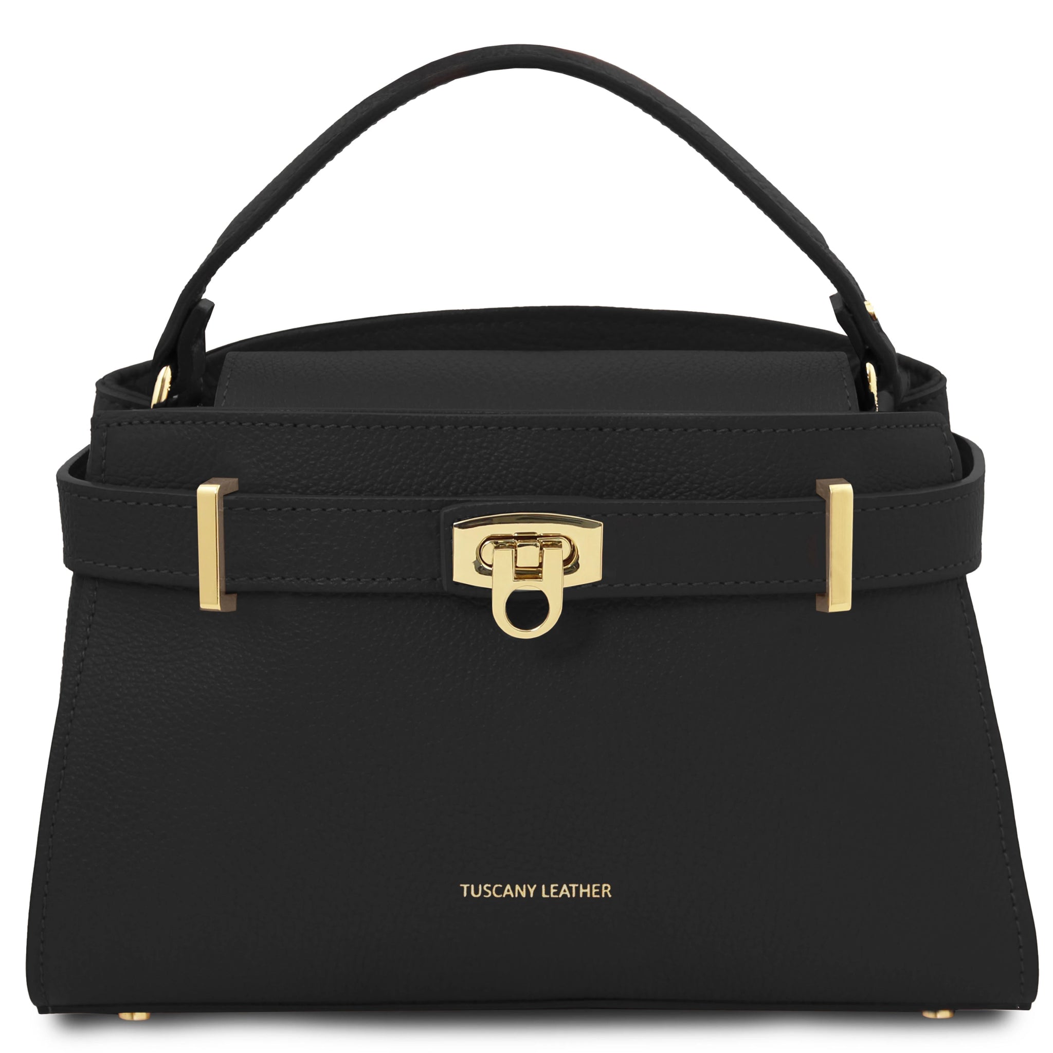 Maisy Italian Leather Tote Bag in Black Front View