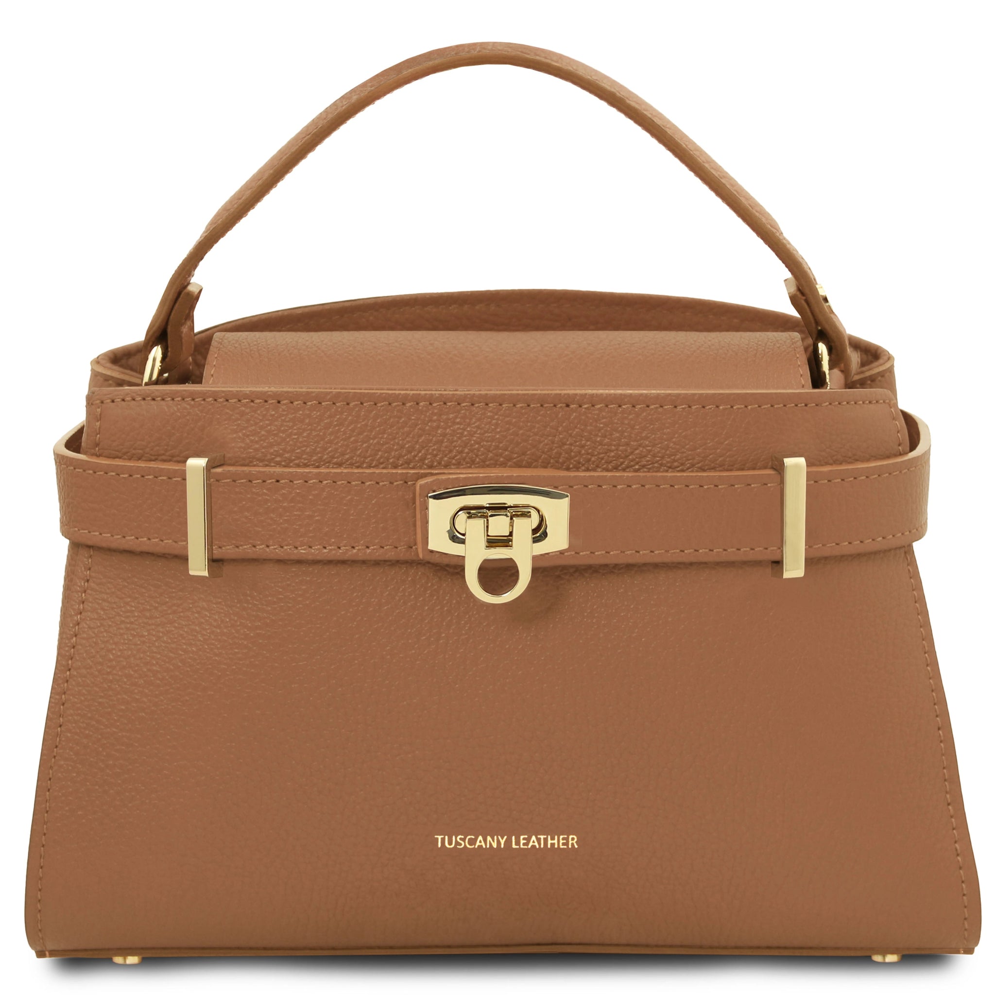 Maisy Italian Leather Tote Bag in Caramel Front View
