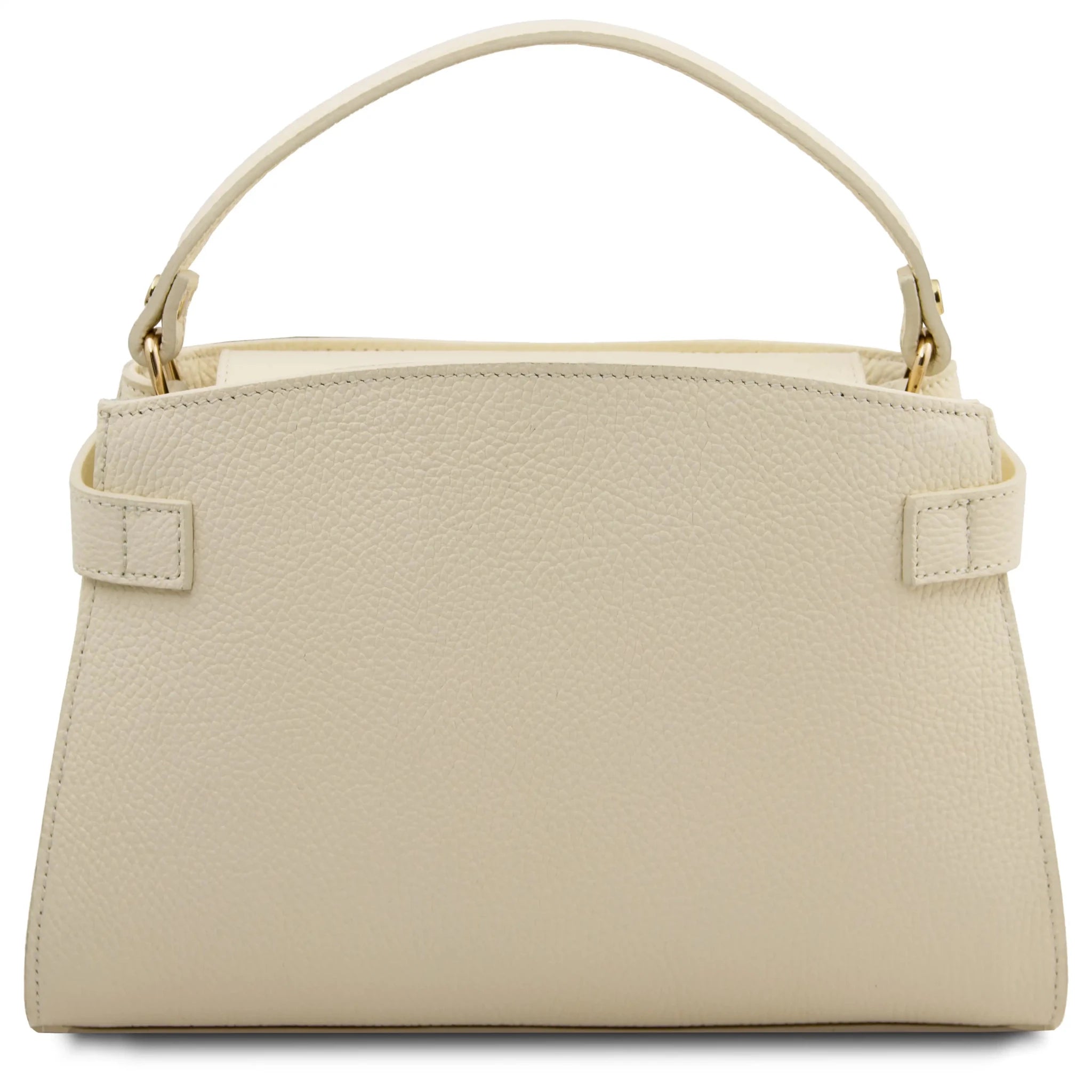 Front view Maisy Back view Italian Smooth Leather Tote in Beige