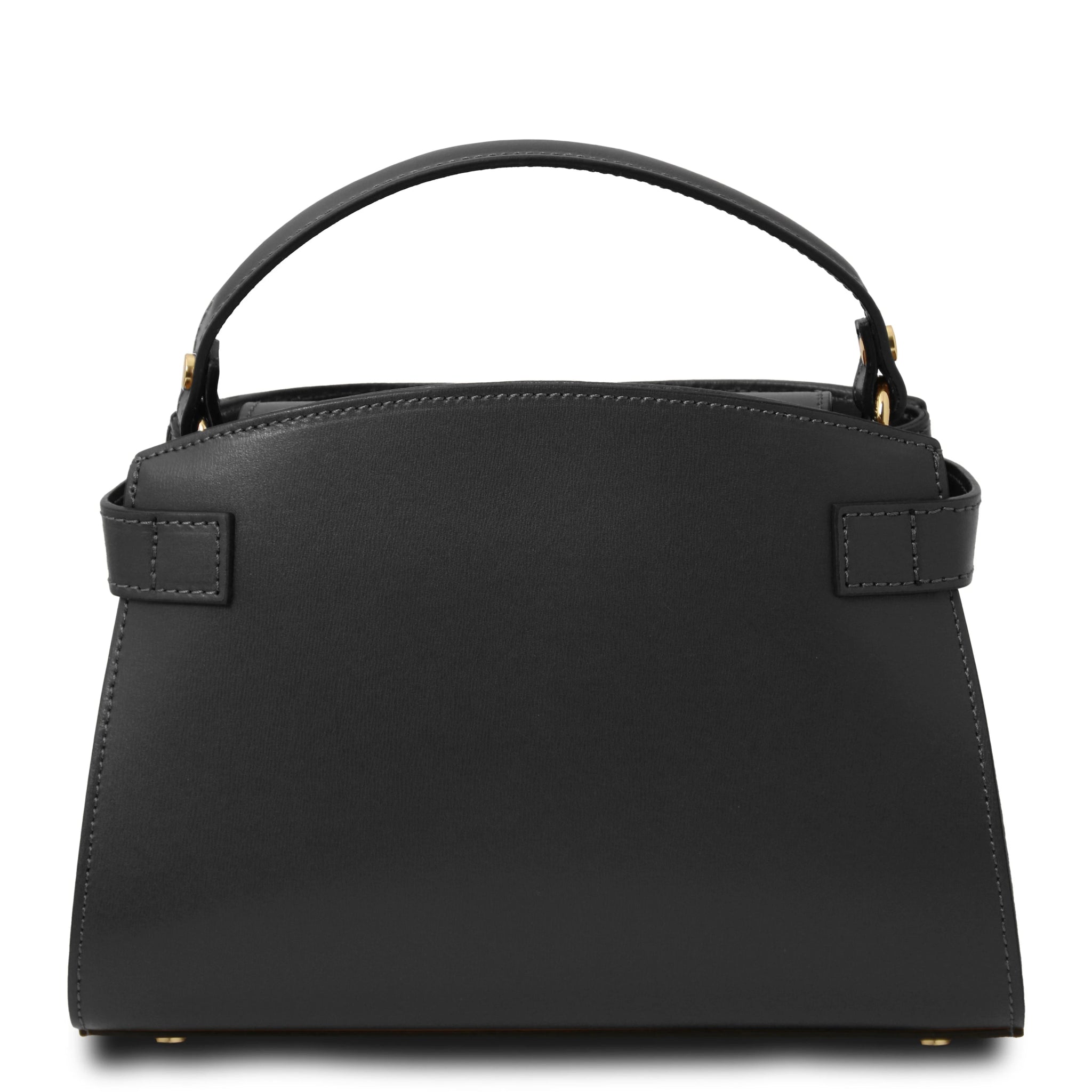 Front view Maisy Back view Italian Smooth Leather Tote in Black