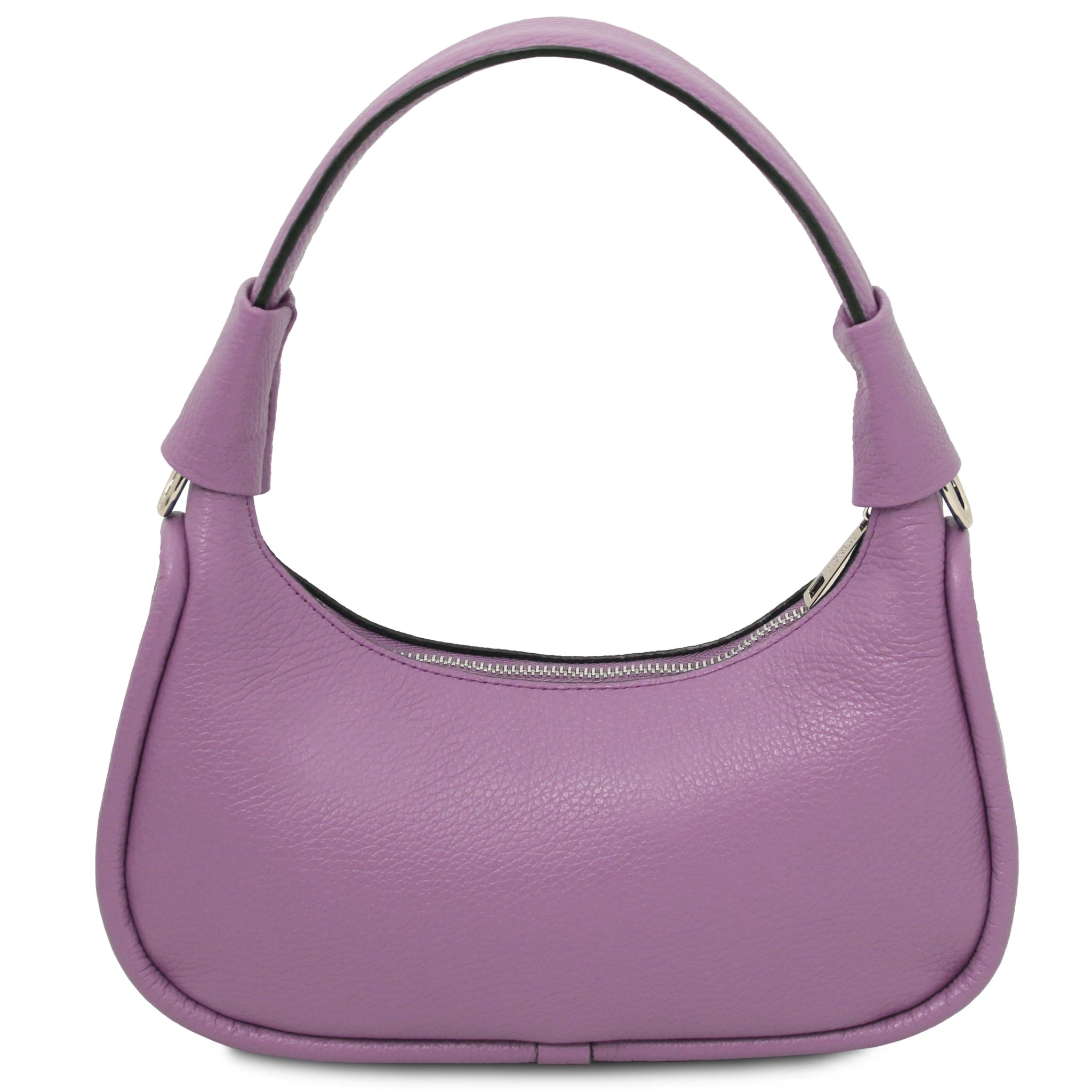 Michelle Italian Pebbled Leather Handbag Lilac Back of Bag