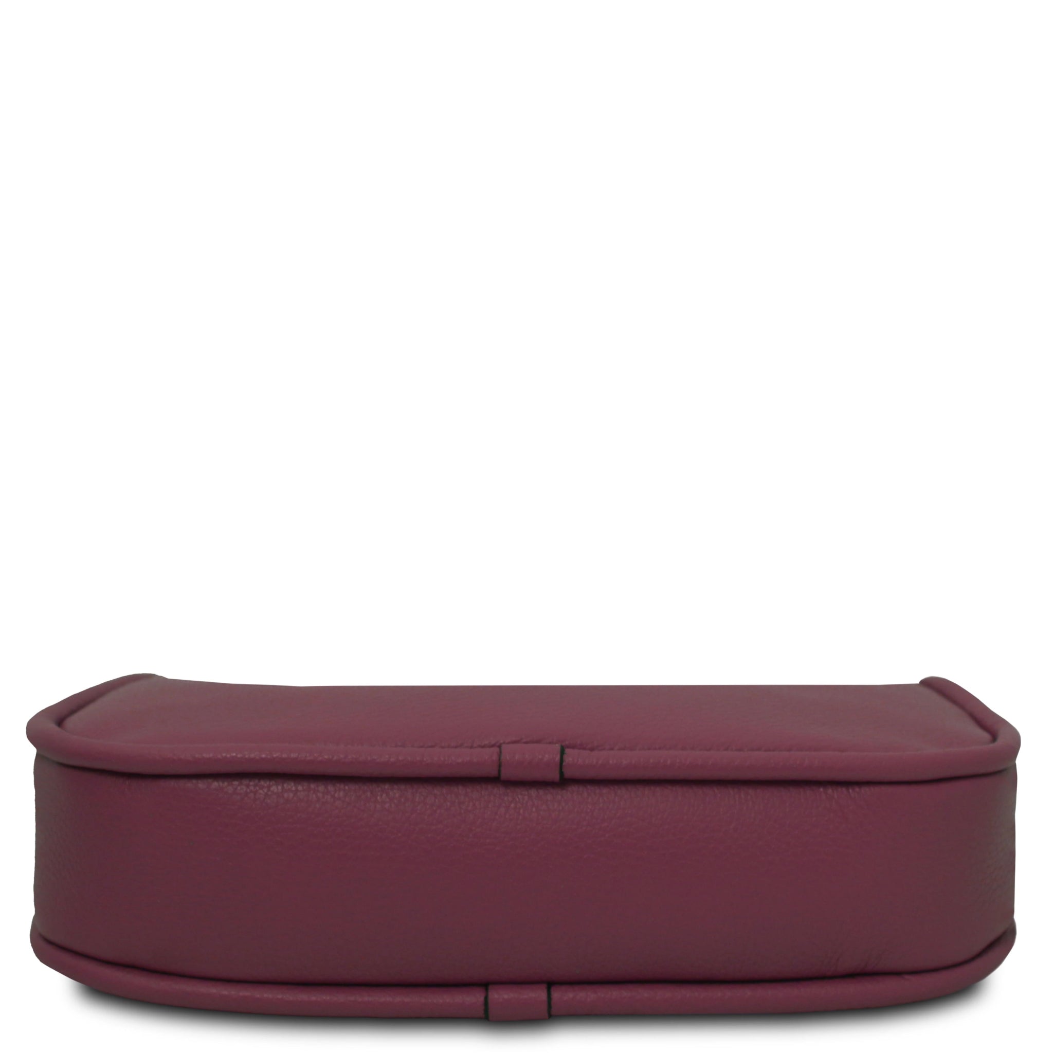 Michelle Italian Pebbled Leather Handbag Bordeaux Bottom of Bag