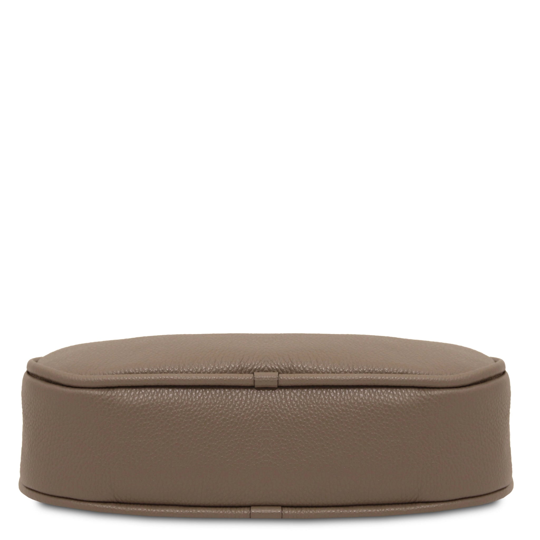 Bottom view Michelle Pebbled Leather Hobo Bag coffee dark taupe background