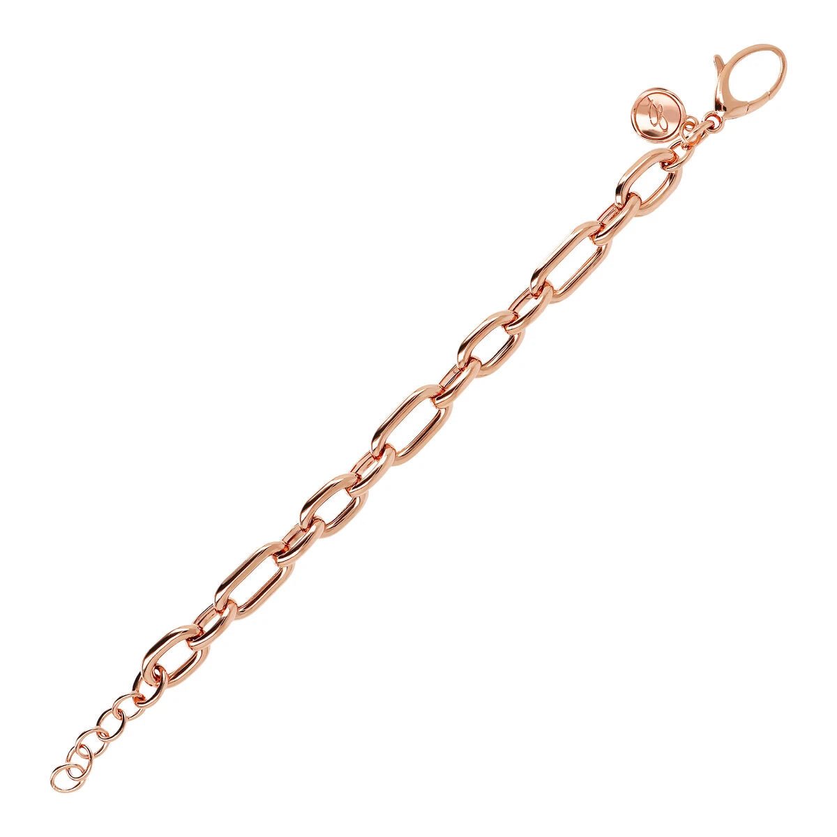 Milano Alternate Mesh Golden Rosé Bracelet fully extended on a whie background - L'Atelier Global