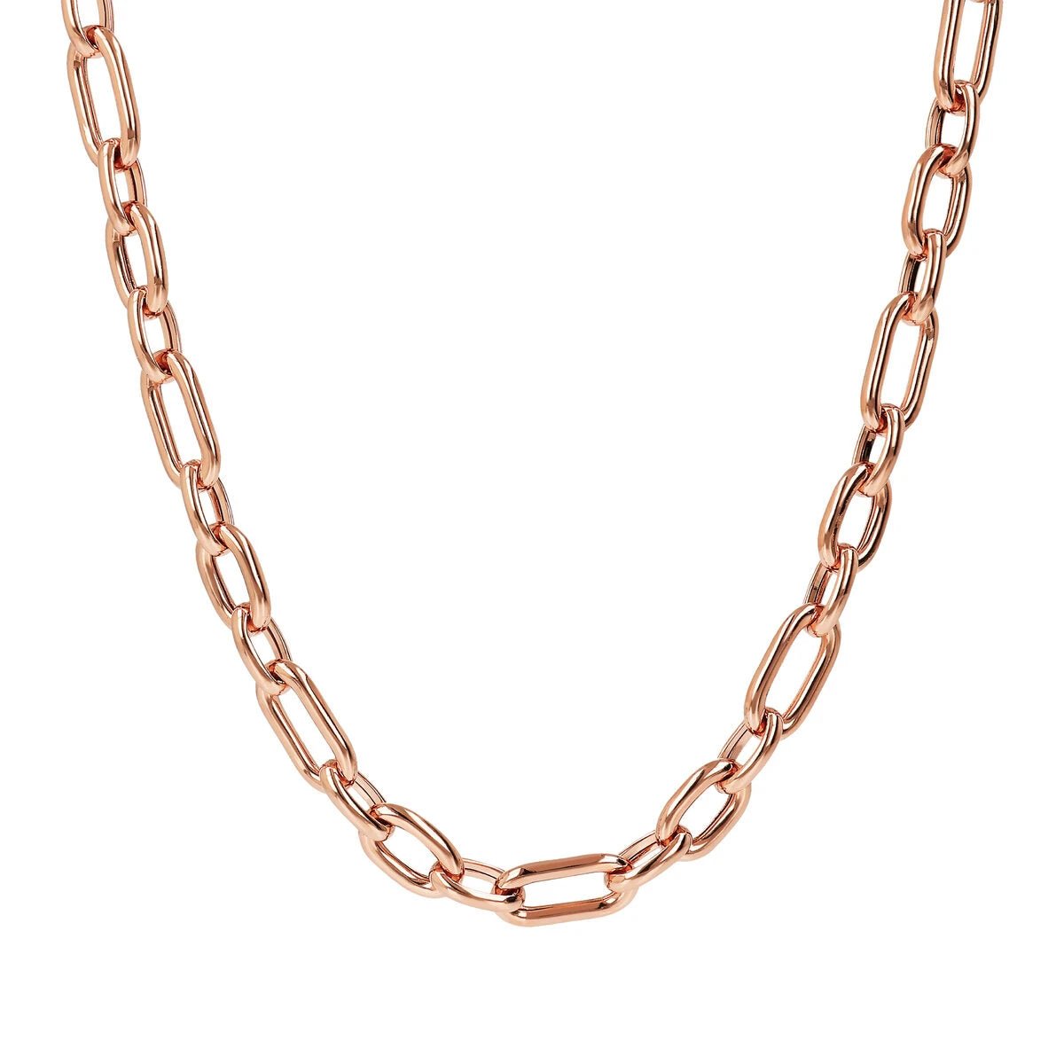 Milano Alternate Mesh Rosé Gold Chain Link Necklace - Rose Gold - shop_name#