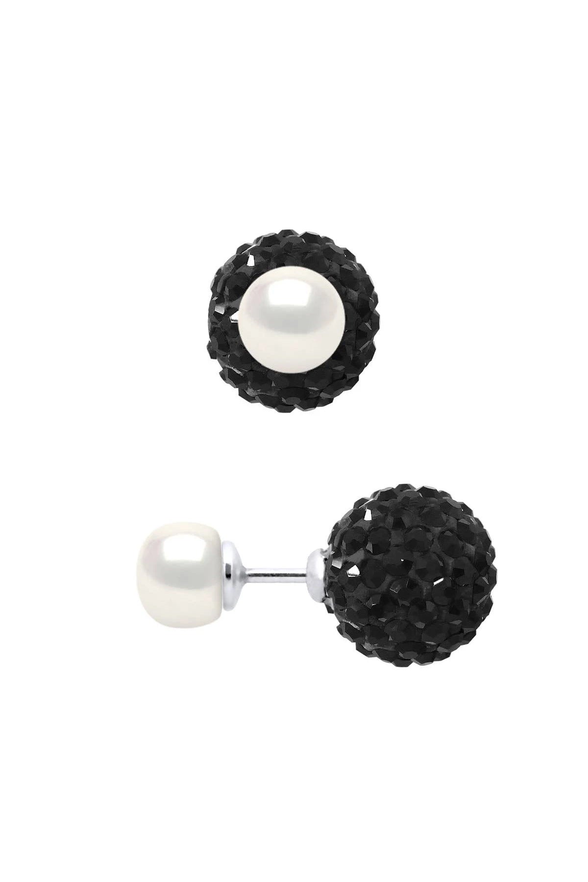 Moonlit Freshwater Pearl Reversible Earrings on a white background