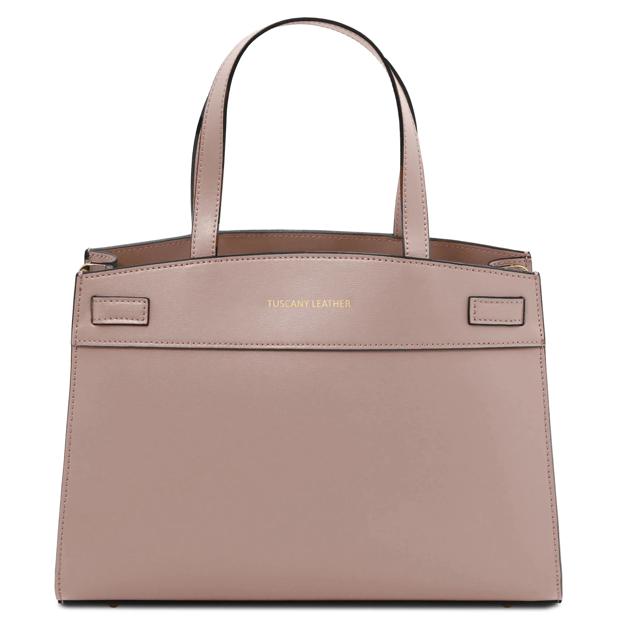Front view Musa Italian Smooth Leather Tote Bag in nude