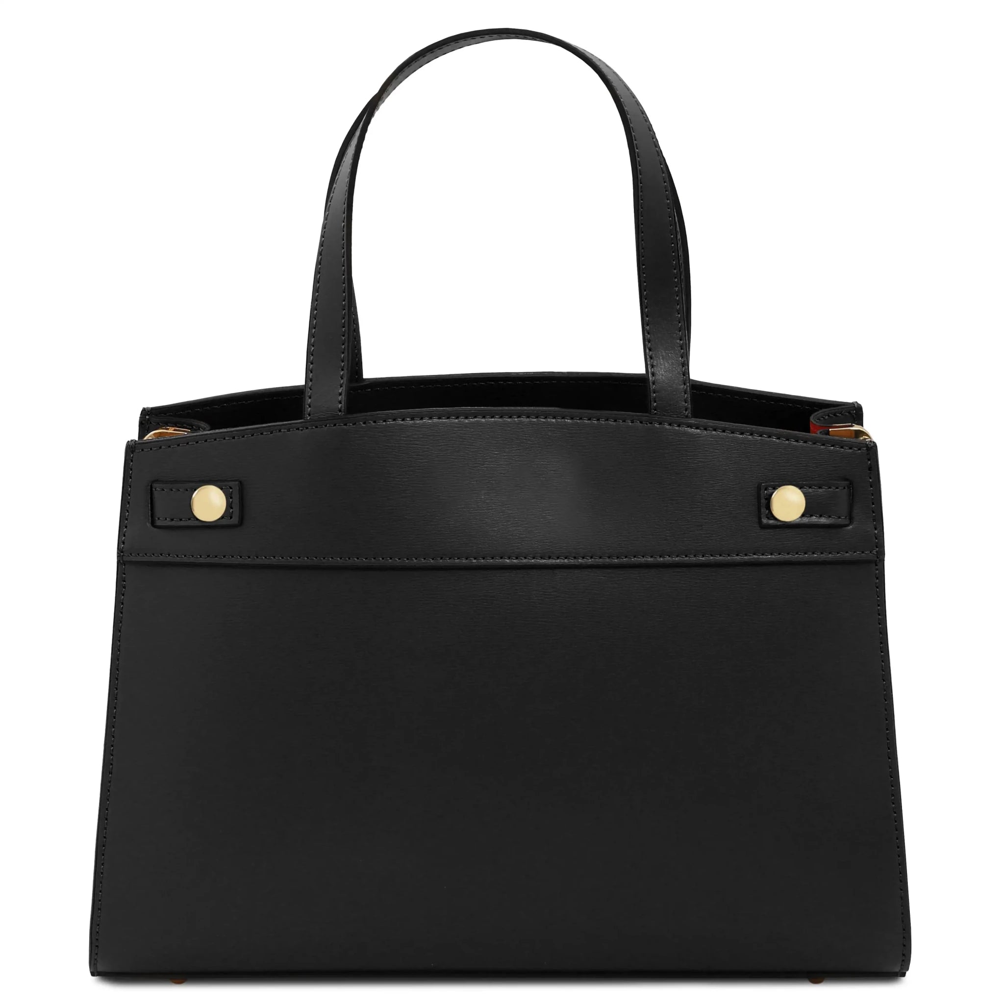 Back view Musa Italian Smooth Leather Tote Bag in black