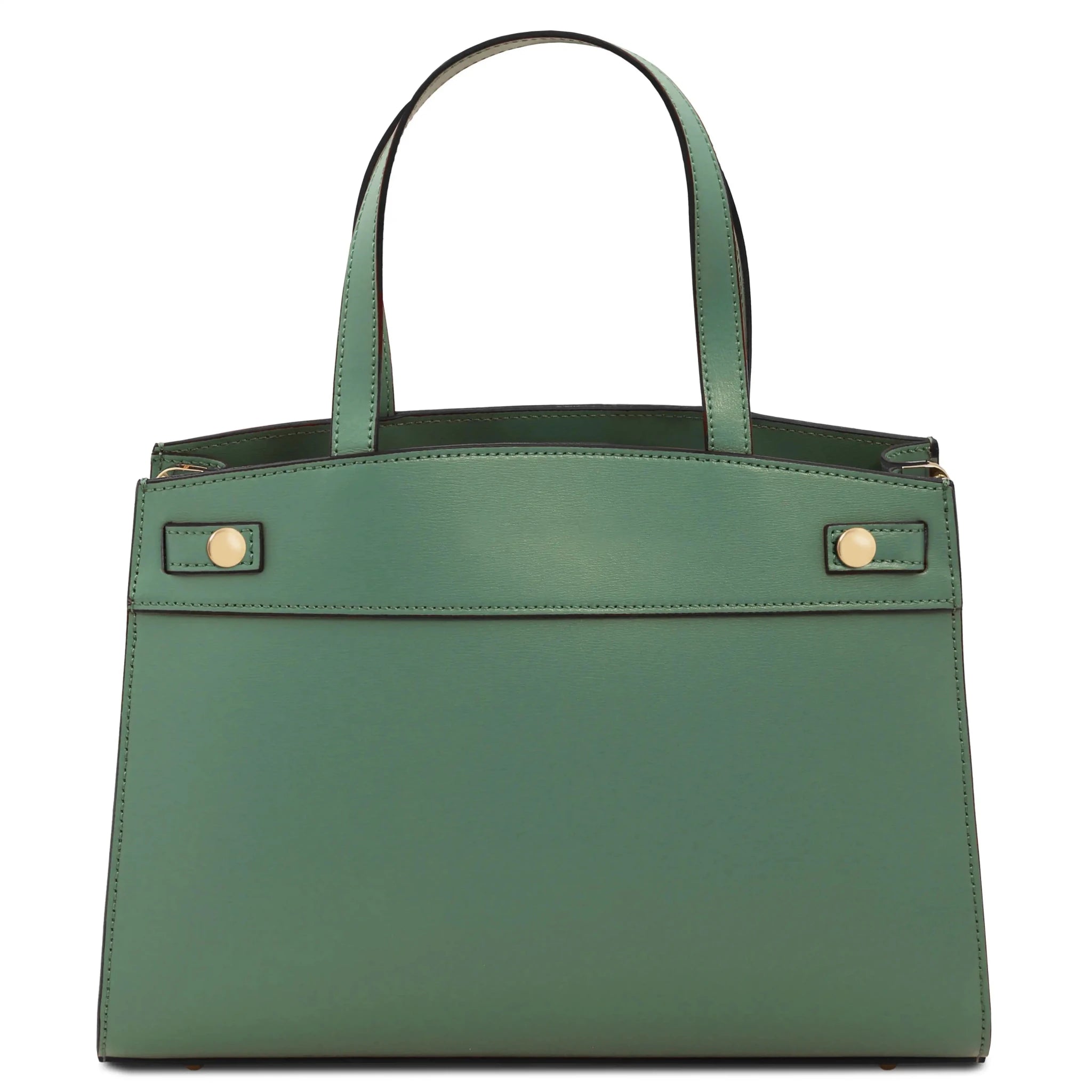 Back view Musa Italian Smooth Leather Tote Bag in mint green