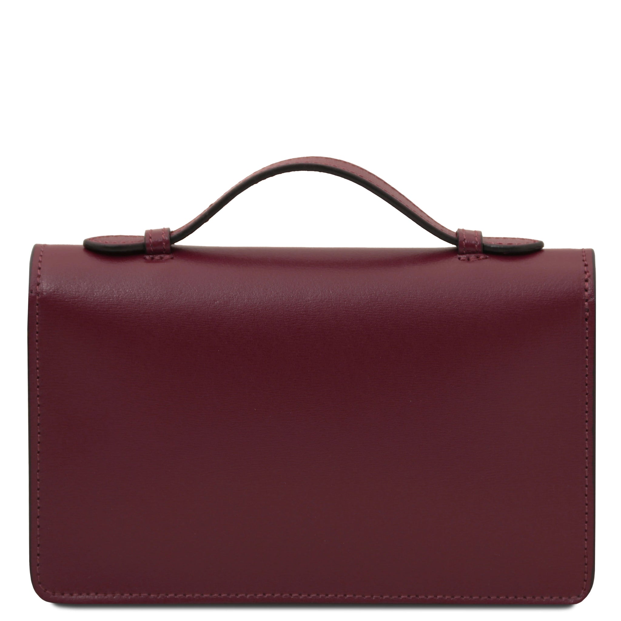 Back view Opera Leather Clutch With Chain Strap in bordeaux