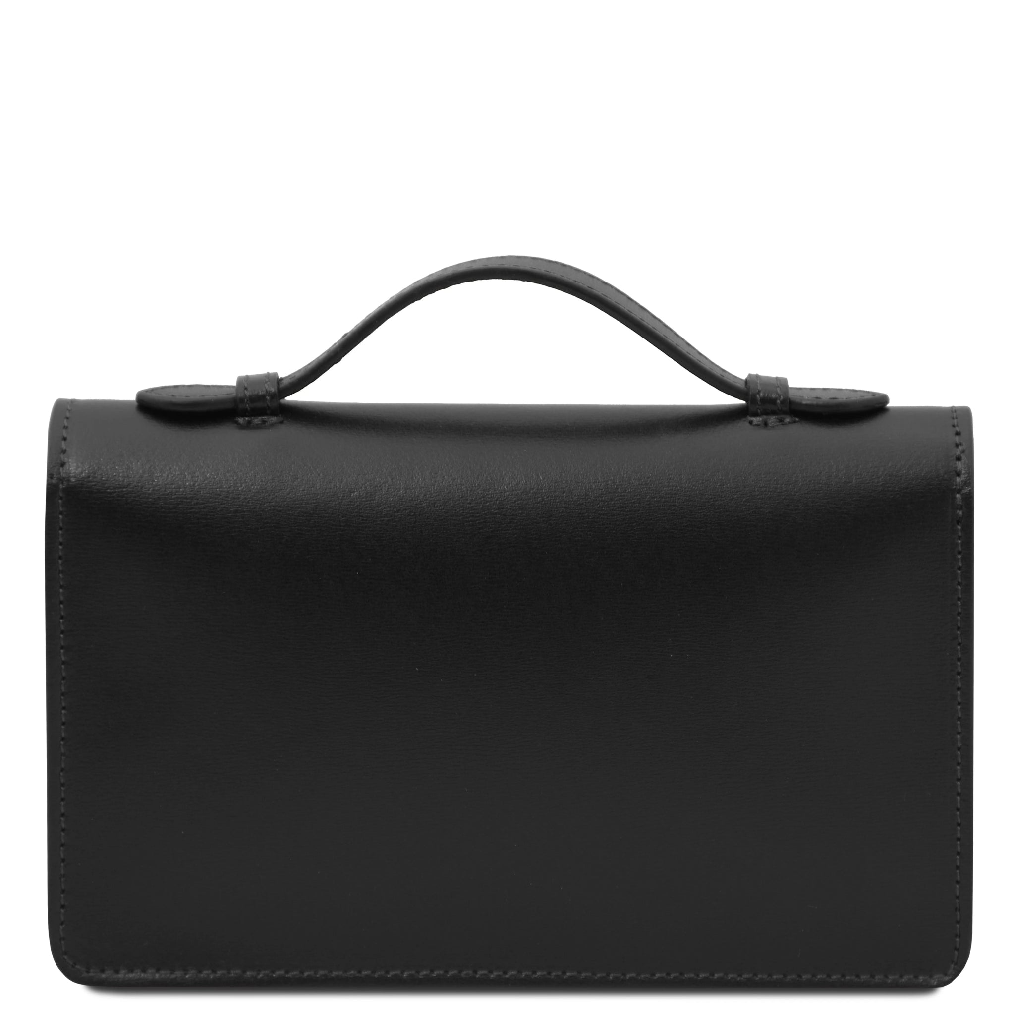 Back view Opera Leather Clutch With Chain Strap in black