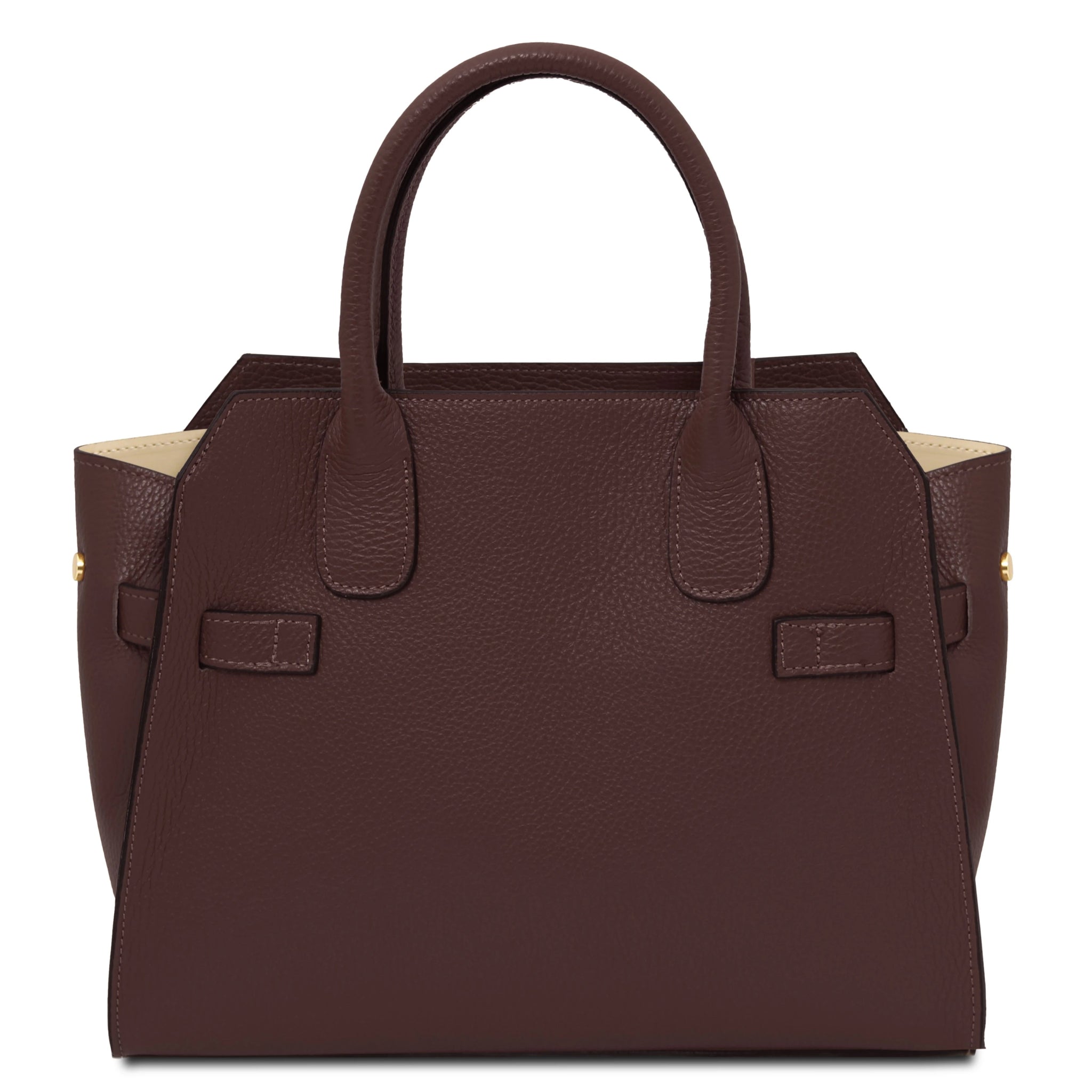 Back view Origami Italian Pebbled Leather Tote in coffee