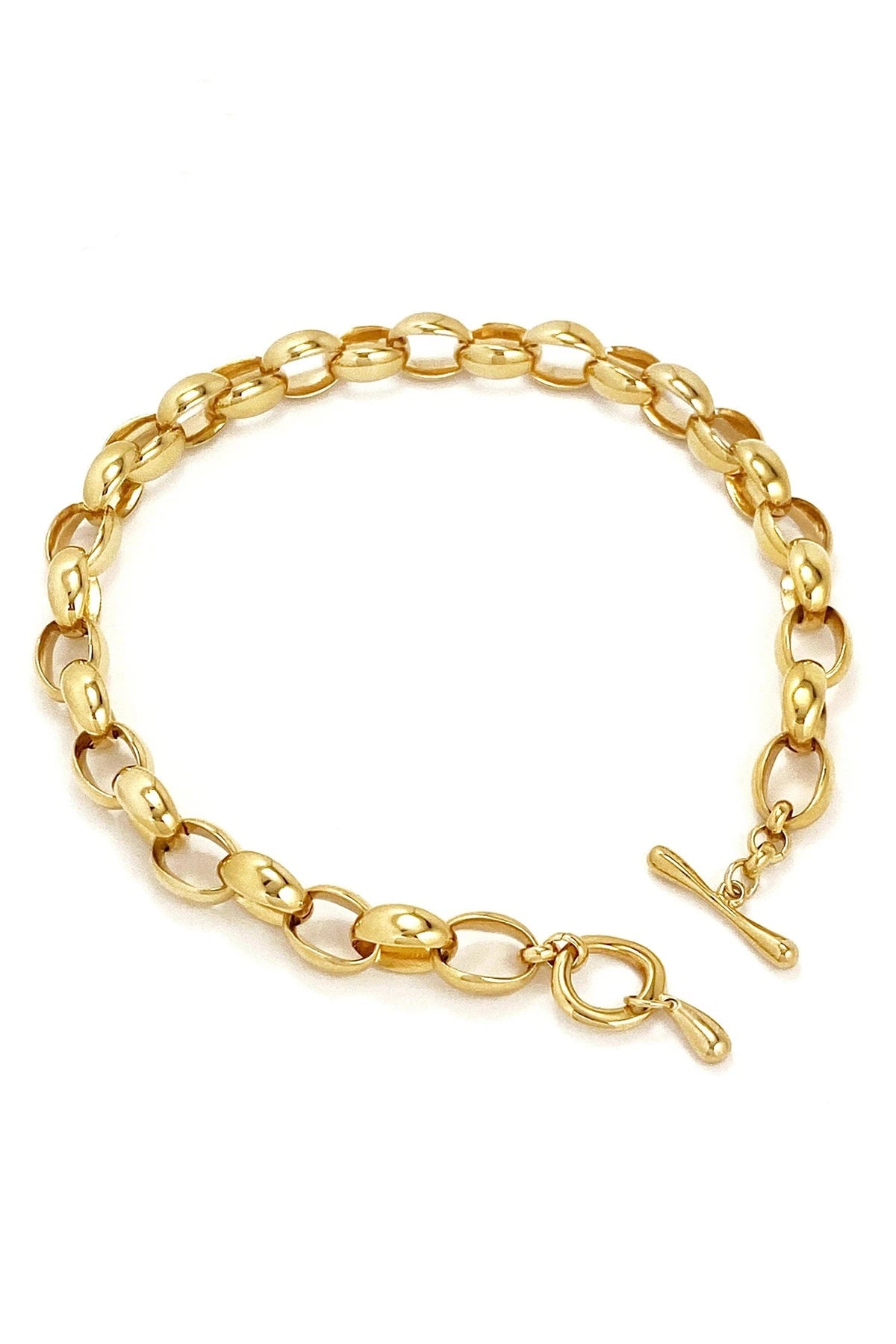 Origin Chainlink Gold Collar Necklace on a white background showing toggle closure