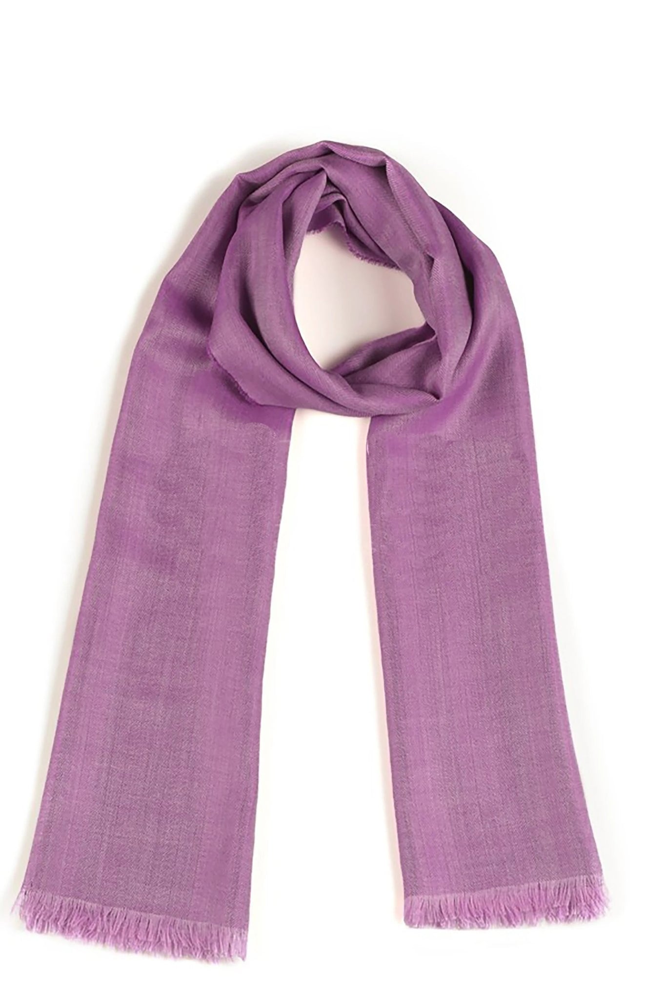 Peruvian Baby Alpaca and Silk Stole in light berry wrapped as if it's around a neck, laying on a white background