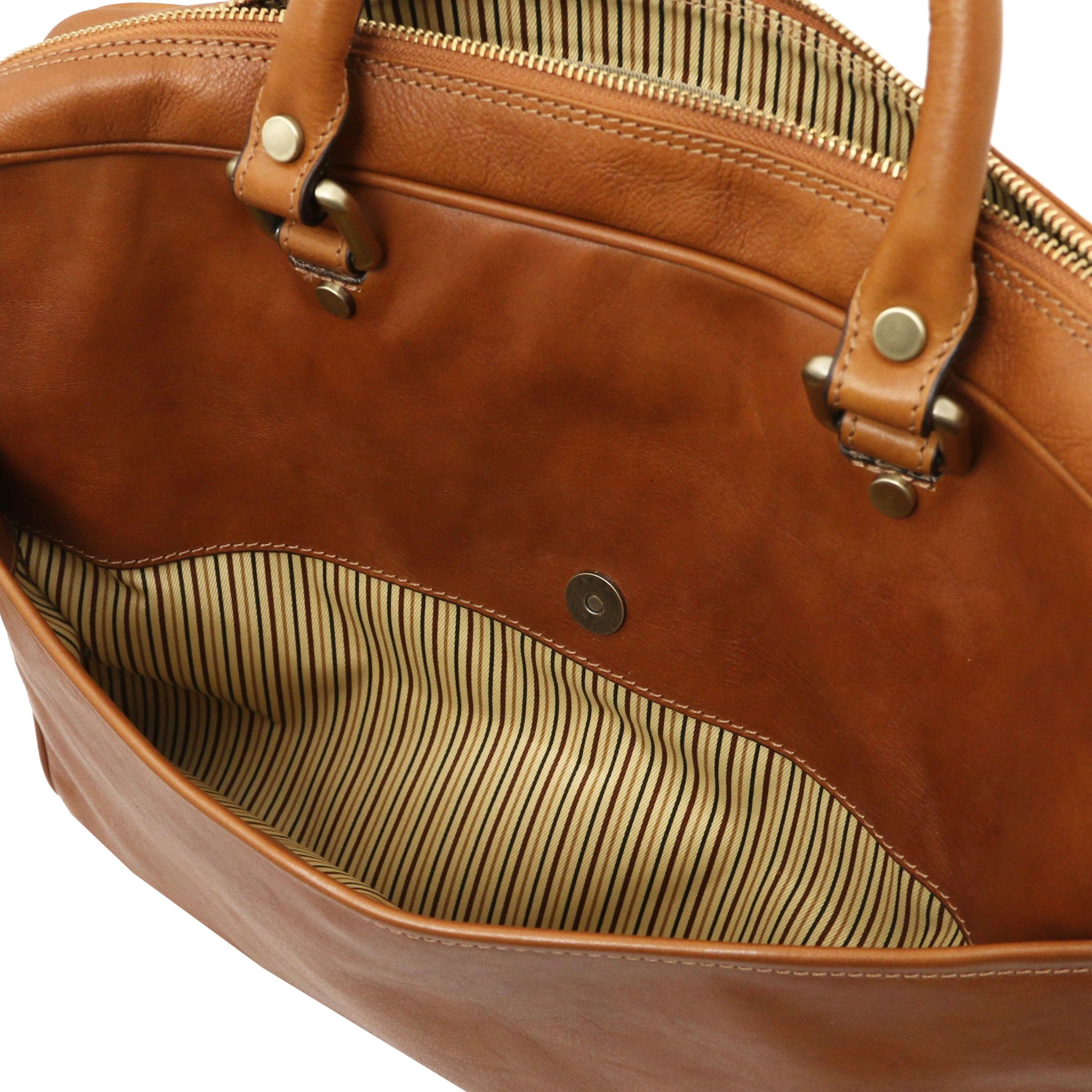 Pisa Italian Matte Leather Laptop Briefcase with Front Pocket - Natural - shop_name#