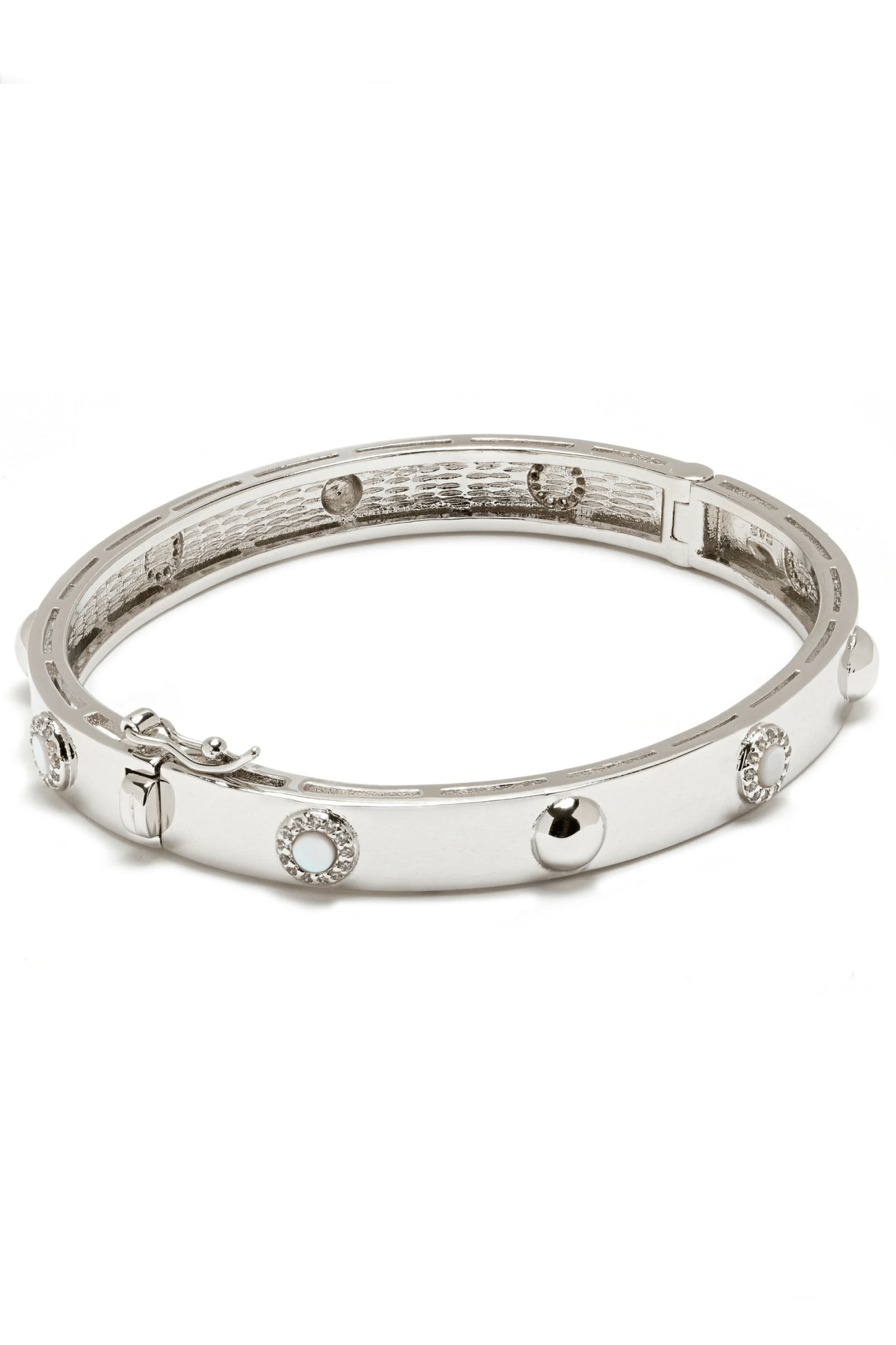 Platinum Dazzle Mother of Pearl Bangle on white background