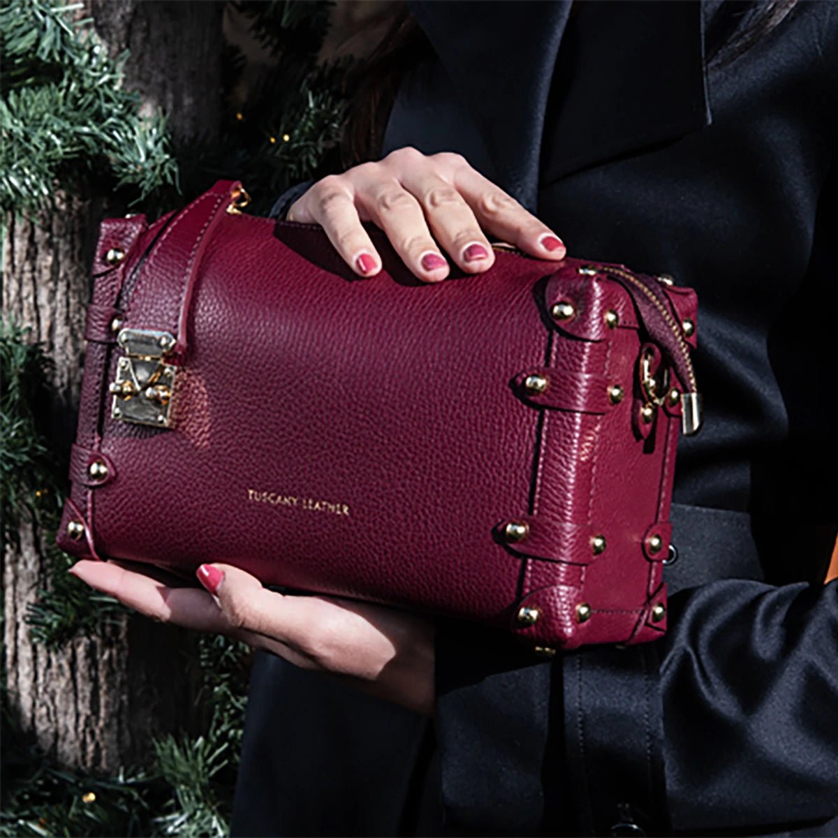 Praline Italian Leather Handbag - Lipstick Red - shop_name#