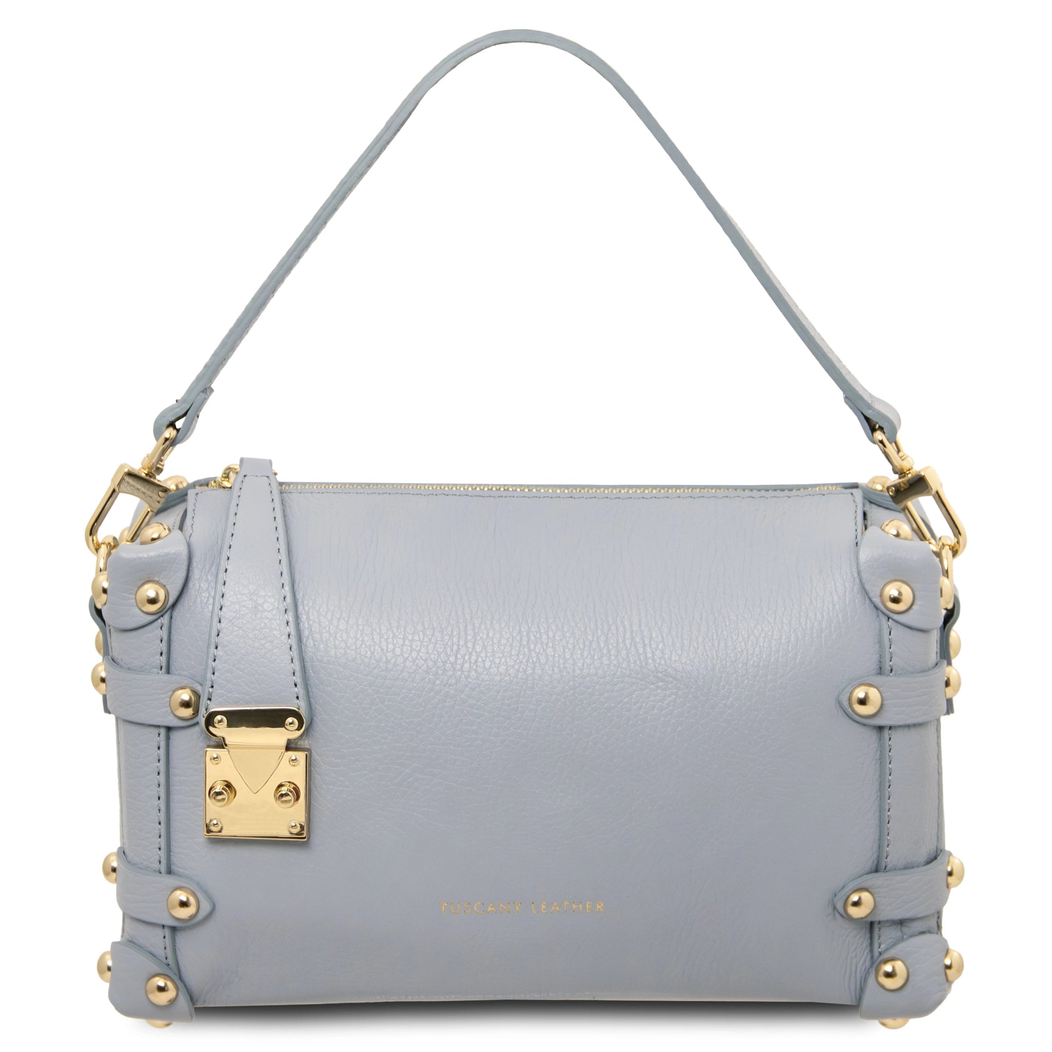 Praline Italian Leather Handbag - Light Blue - shop_name#