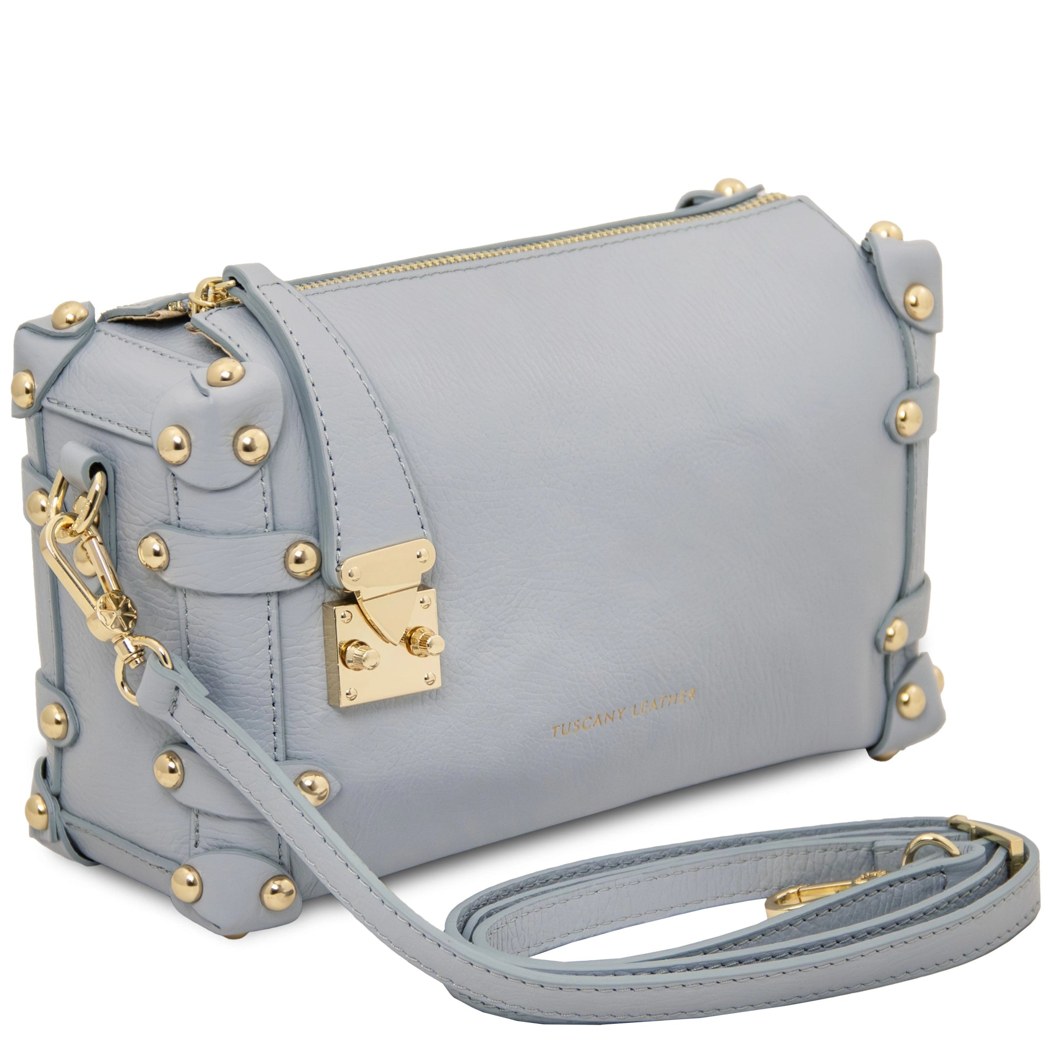 Praline Italian Leather Handbag - Light Blue - shop_name#