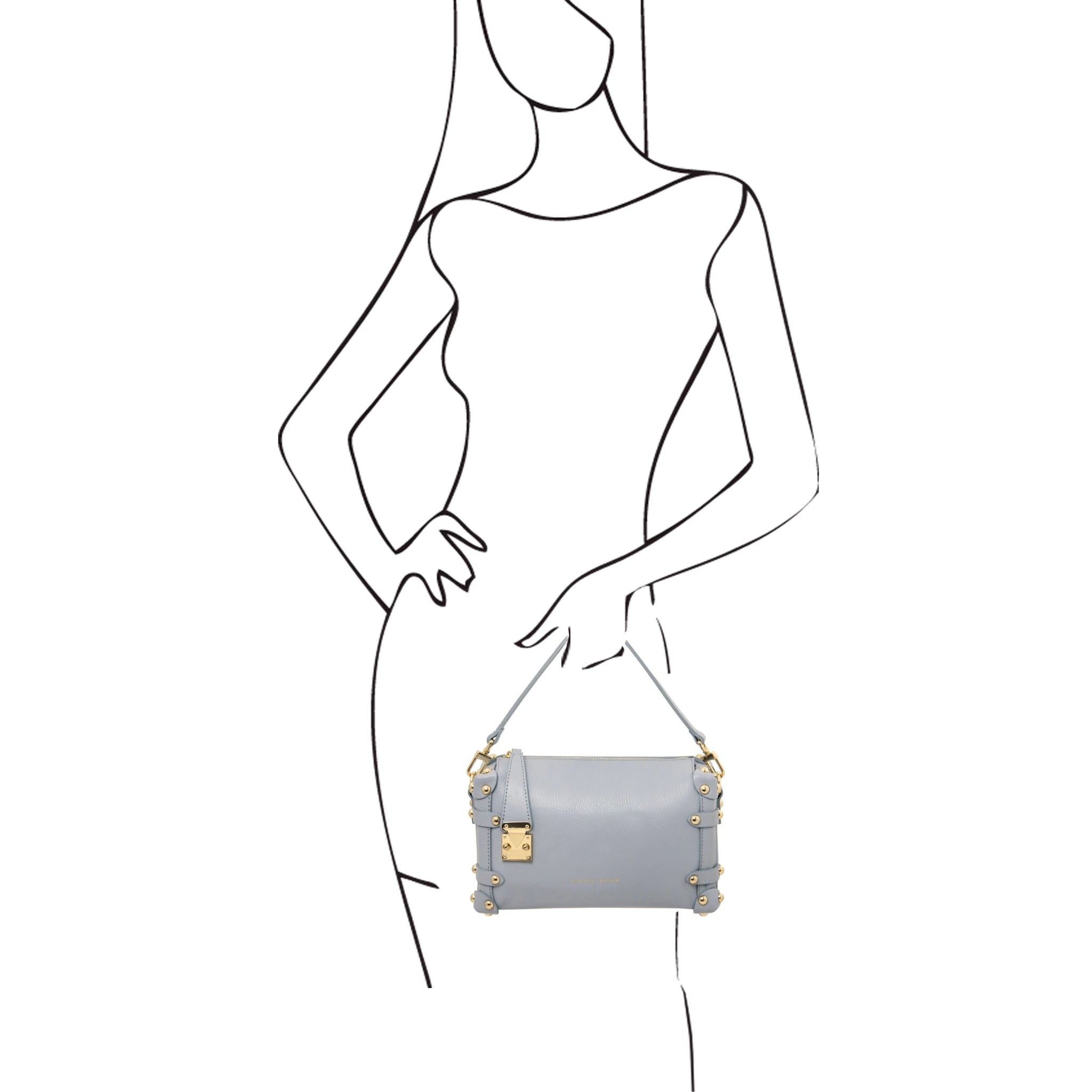 Praline Italian Leather Handbag - Light Blue - shop_name#