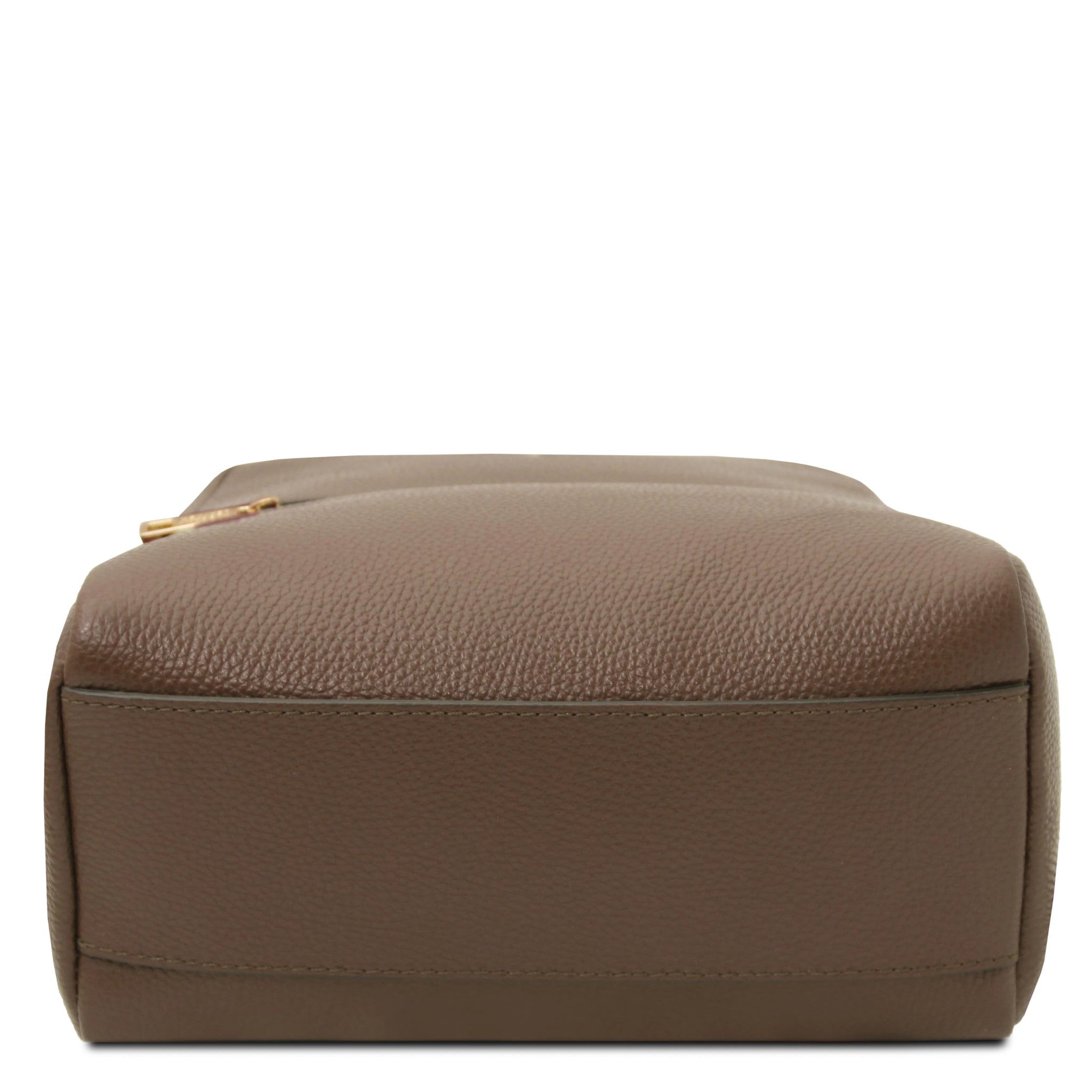 Bottom view Prisma Italian Soft Leather Backpack in dark taupe