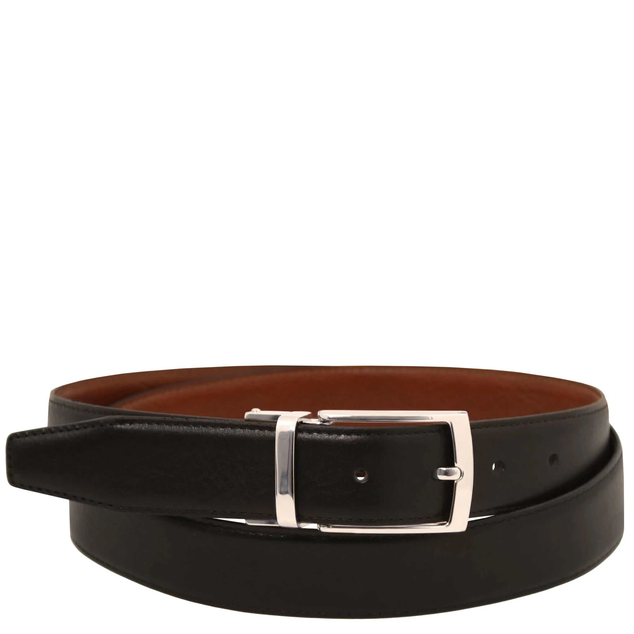Reversible Italian Leather Belt – Black Side Front View