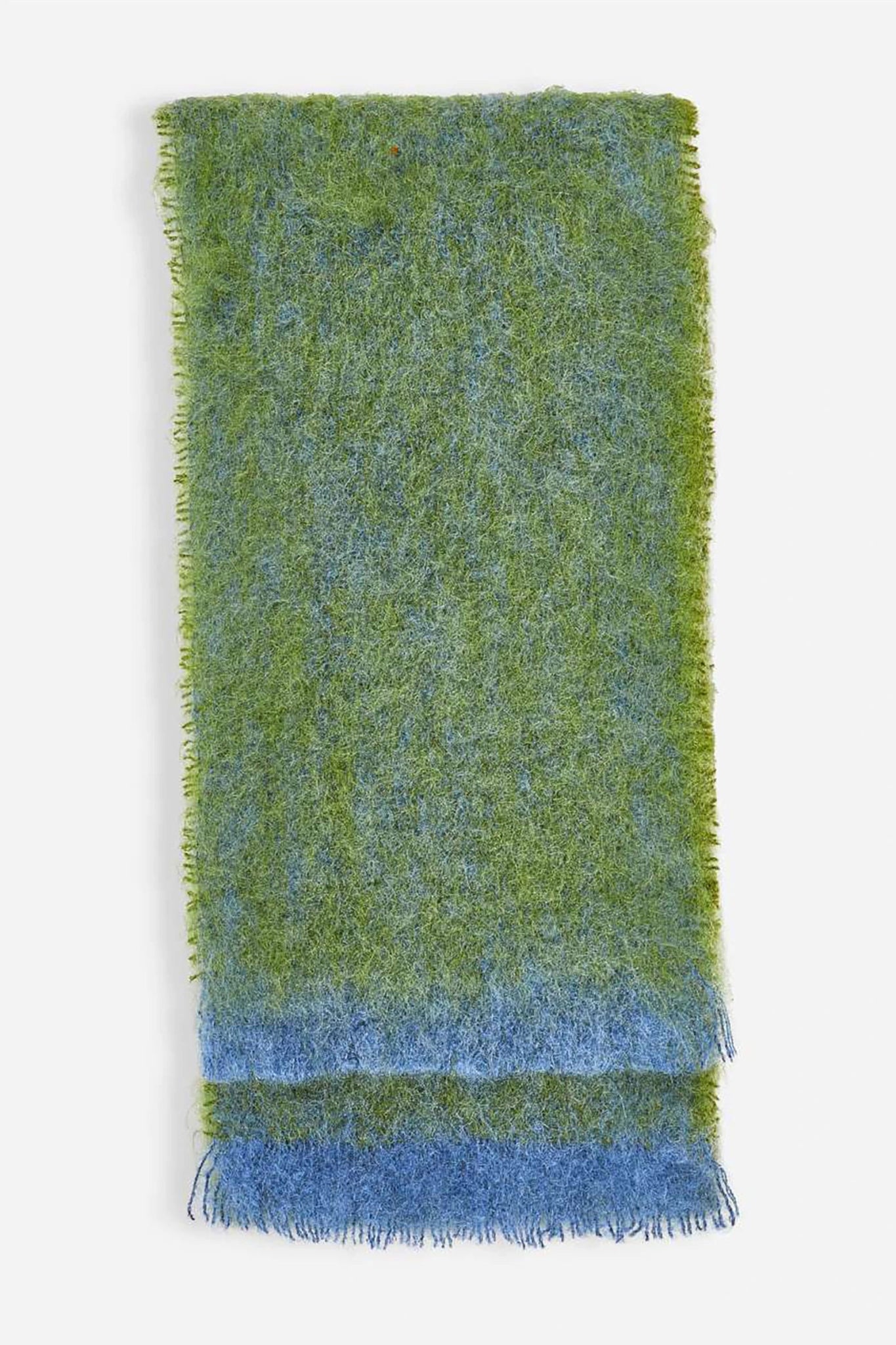 Rowan Melange Handloomed Soft Mohair Scarf folded length-wise on a white background